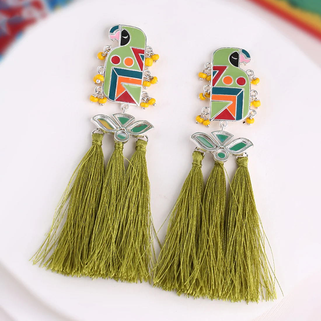 Truck Art Parrot Motifs Earrings