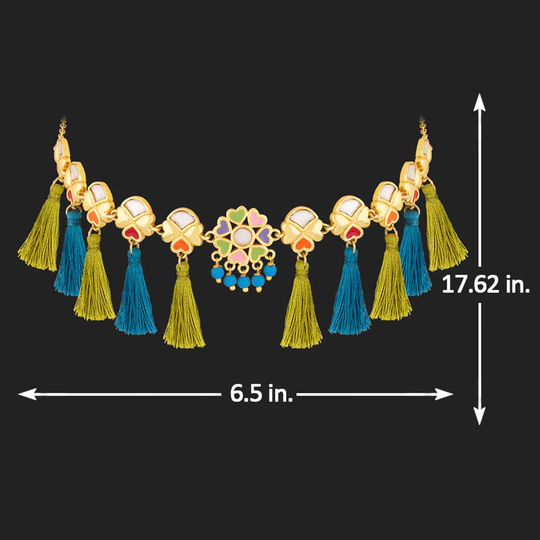 Truck Art Rangoli Pattern Tassels Necklace - Image 5