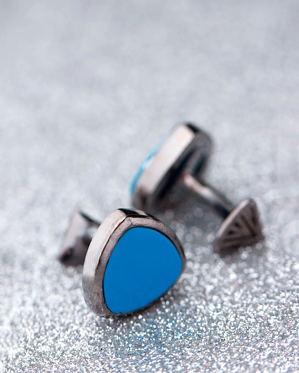 Turquoise Stone Black Rhodium Milestone Cufflinks
