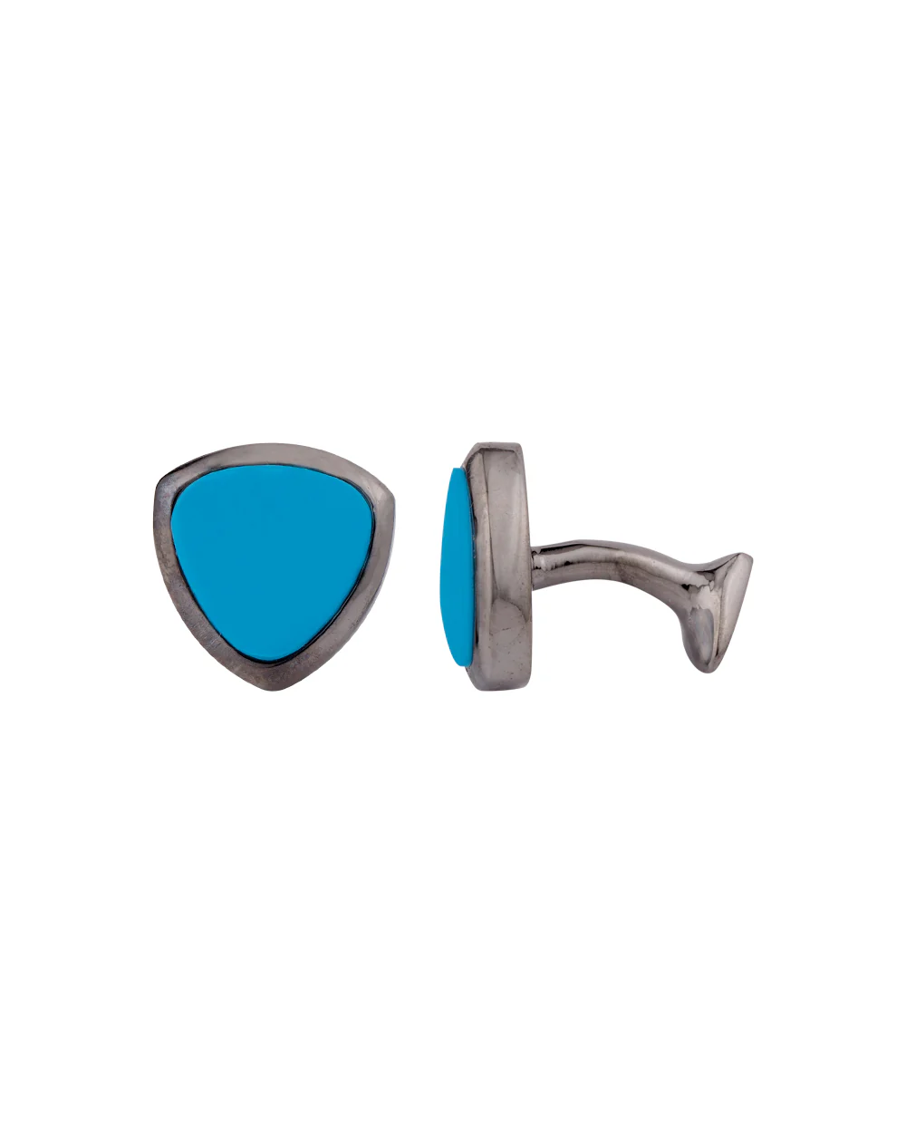 Turquoise Stone Black Rhodium Milestone Cufflinks - Image 2
