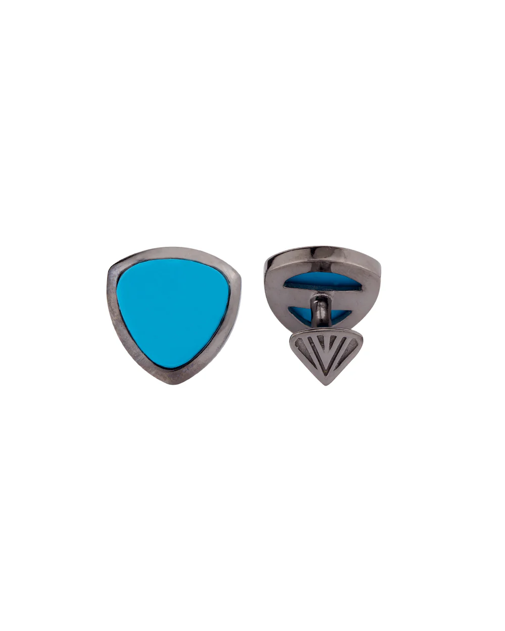 Turquoise Stone Black Rhodium Milestone Cufflinks - Image 3