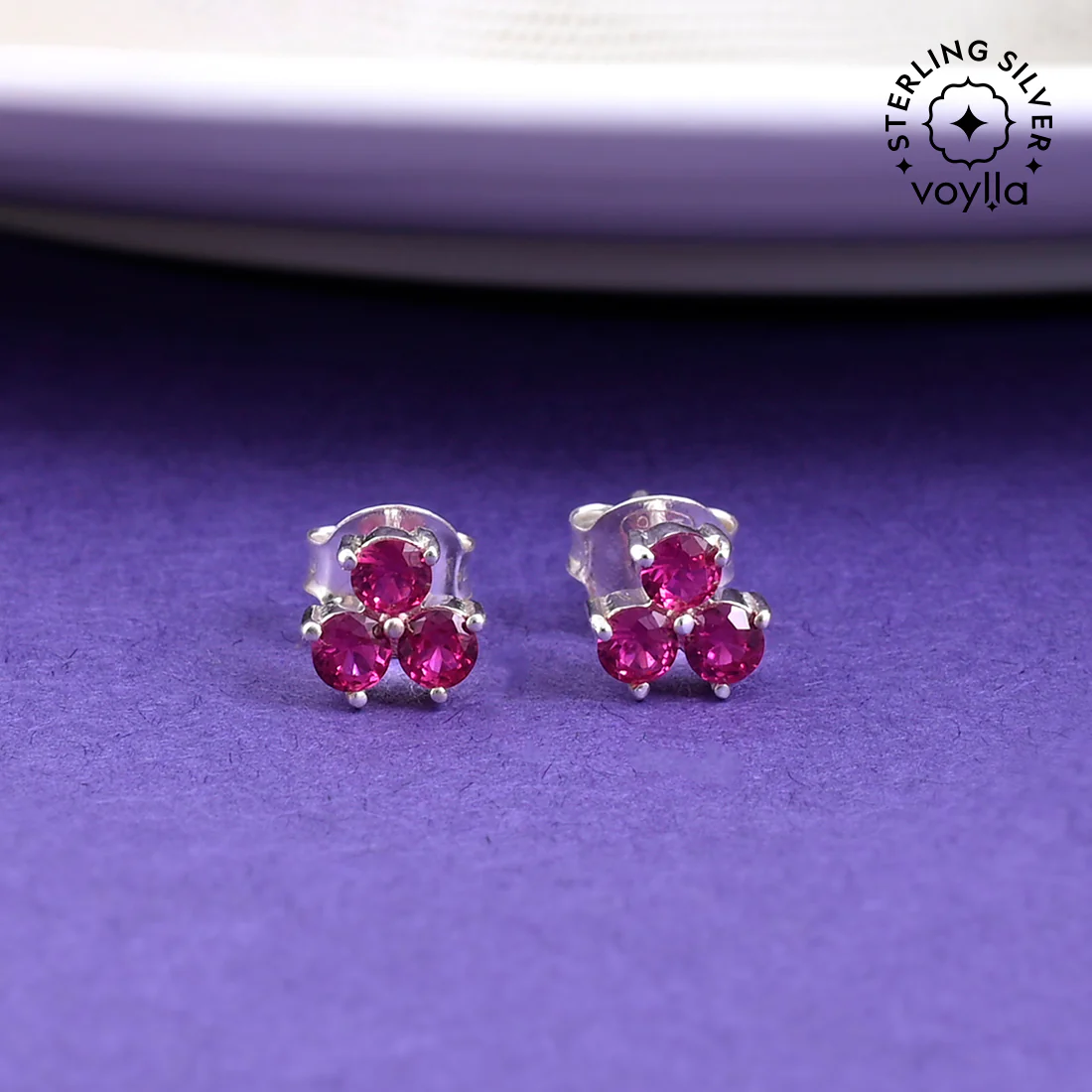 Twinkling Pink Cz 925 Sterling Silver Ear Studs