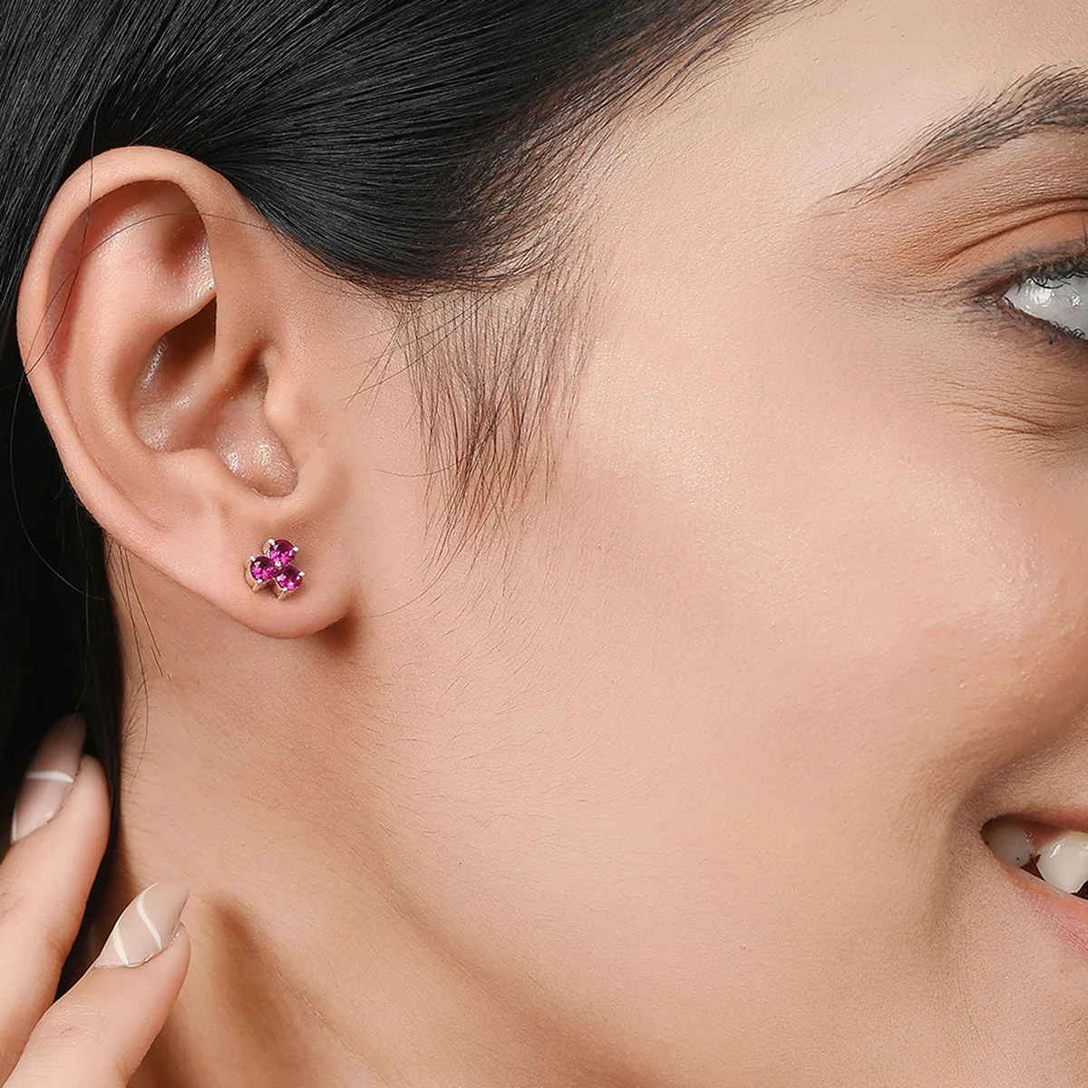 Twinkling Pink Cz 925 Sterling Silver Ear Studs - Image 2