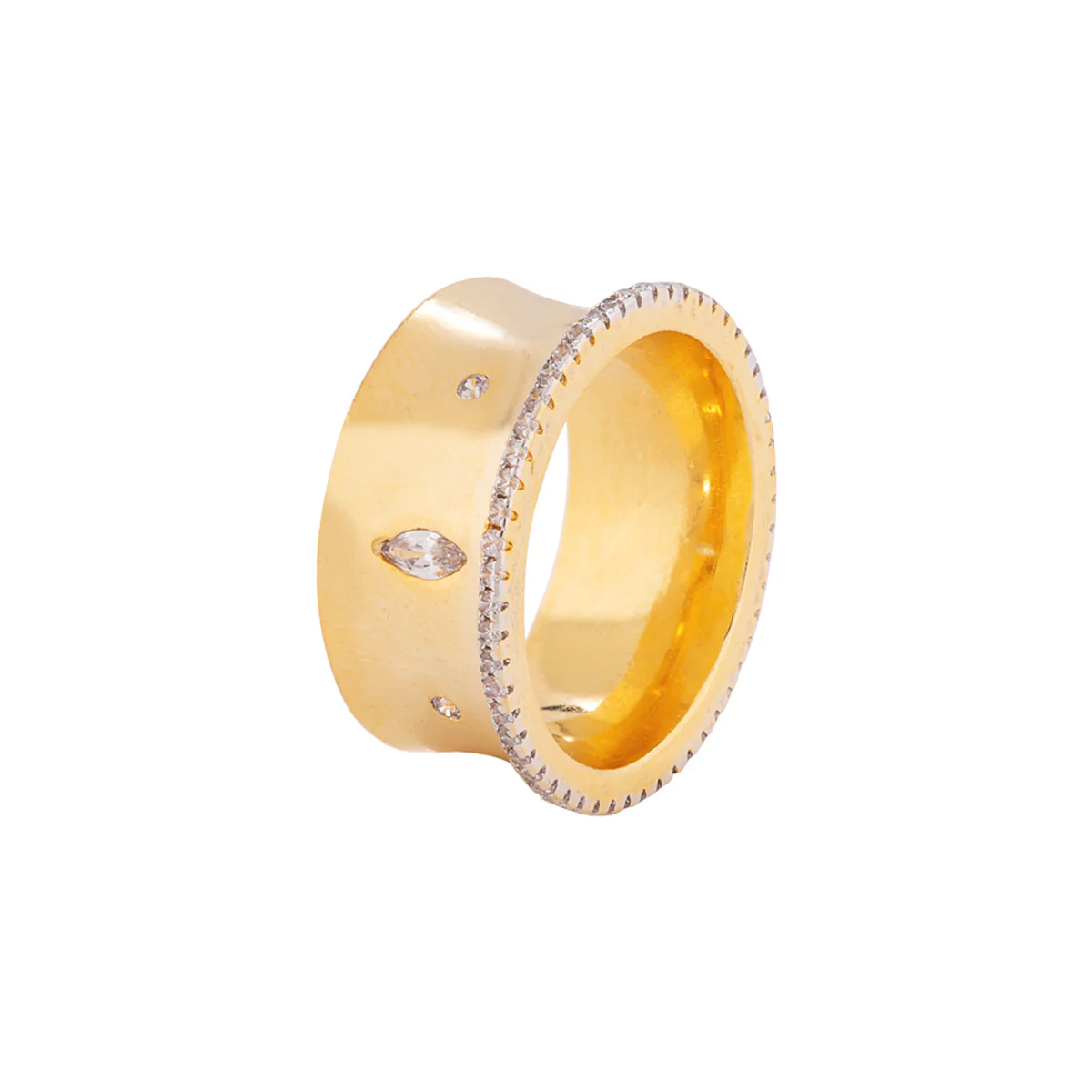 Two Tone Plated Classic Band Ring - Image 3