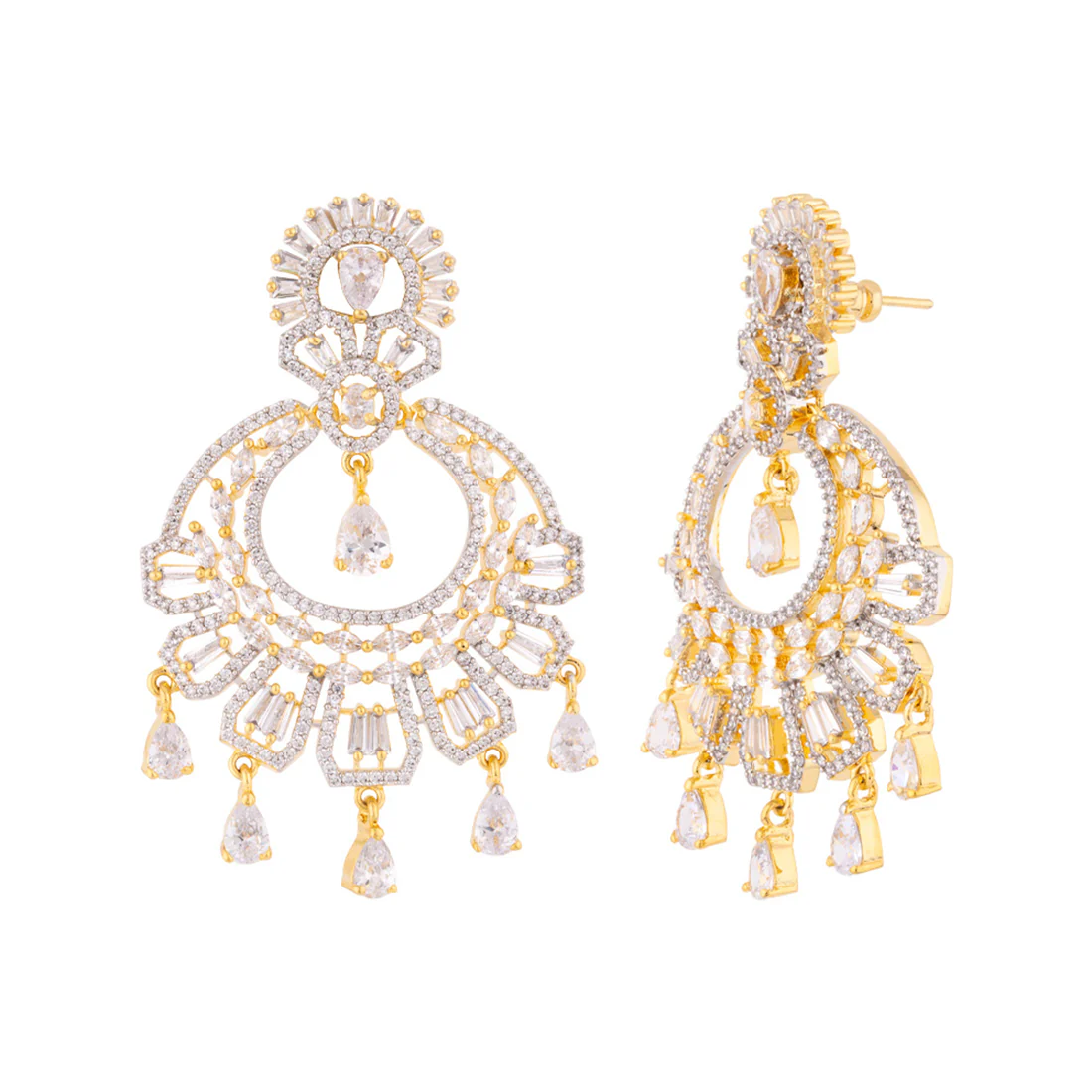 Two Tone Plated Drop Earrings - Image 4