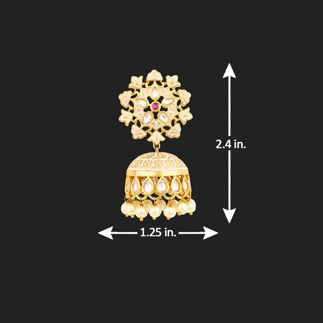 Udaipur Ethnic Kundan Gemstones Jhumka Earrings - Image 4