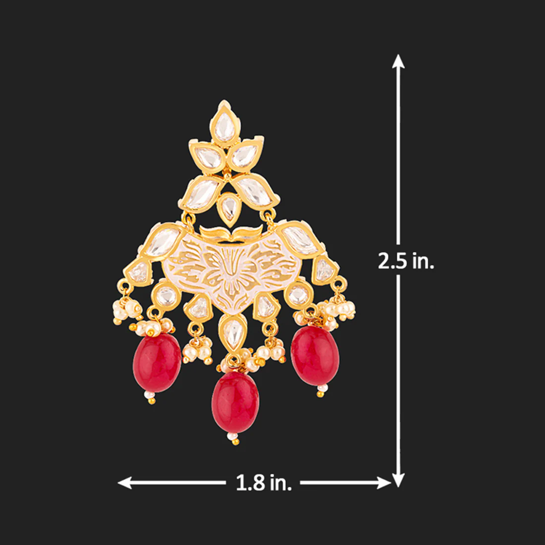 Udaipur Faux Kundan Gems Adorned Earrings - Image 5