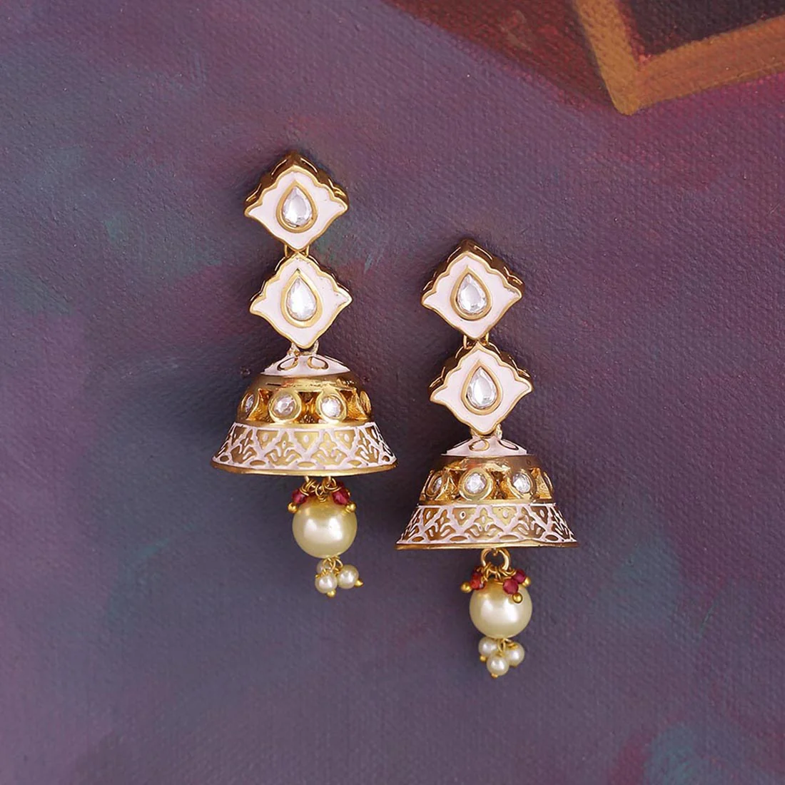 Udaipur Kundan Gems Jhumka Drop Earrings
