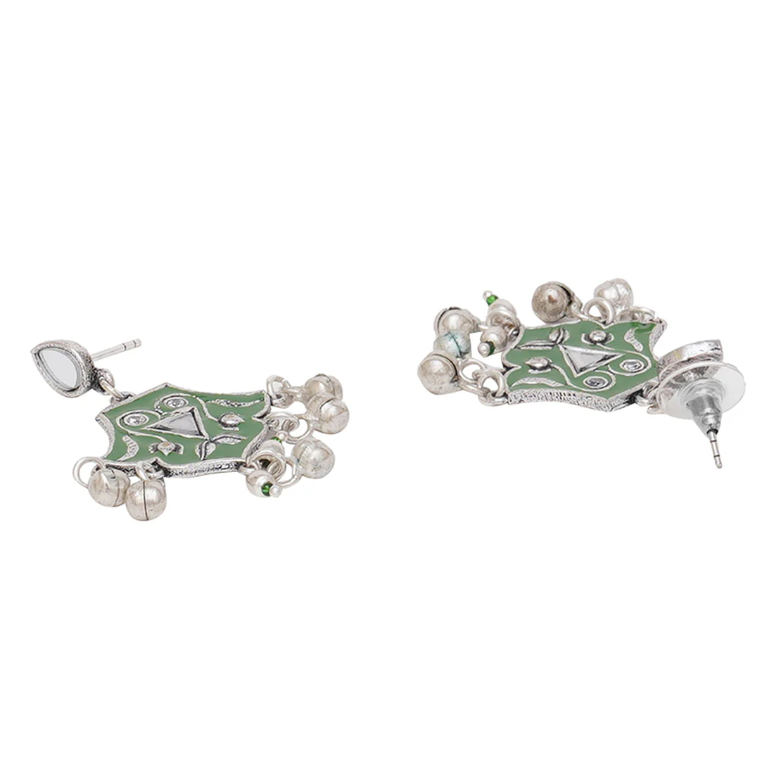 Festive Hues Unique Green Lotus Motif Choker Necklace Set - Image 5