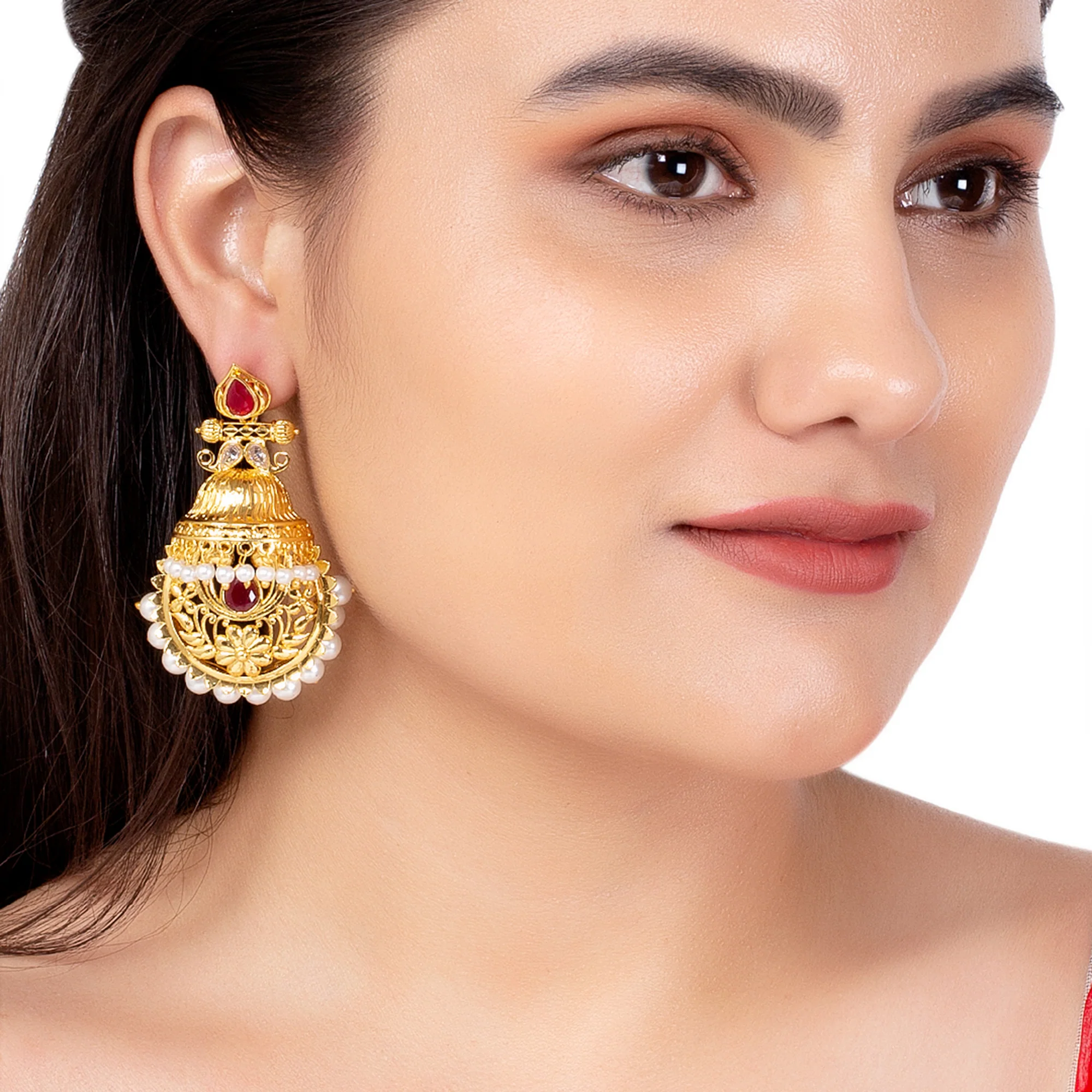 Utsav Chandbali Jhumka Earrings - Image 2