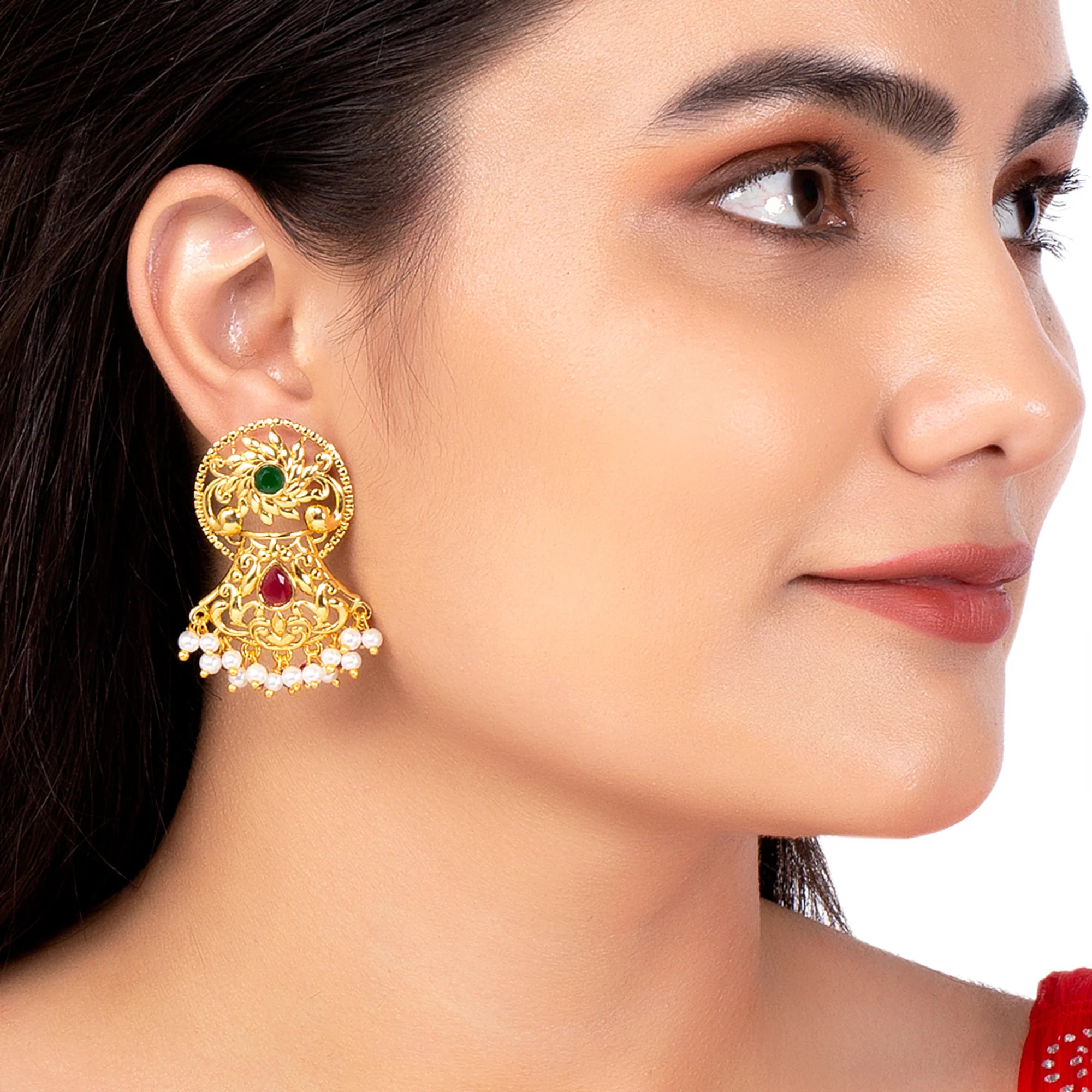 Utsav Ethnic Yellow Gold Earrings - Image 2