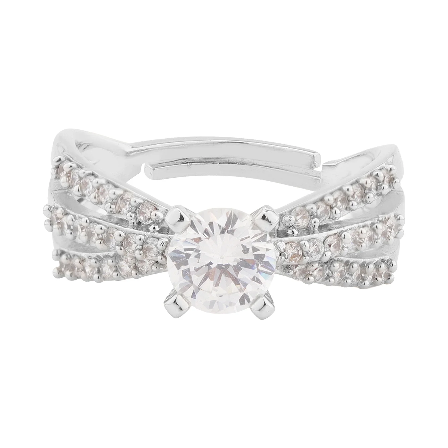 Valentine’s Day Celestial Triple-Band Silver Solitaire Ring - Image 5