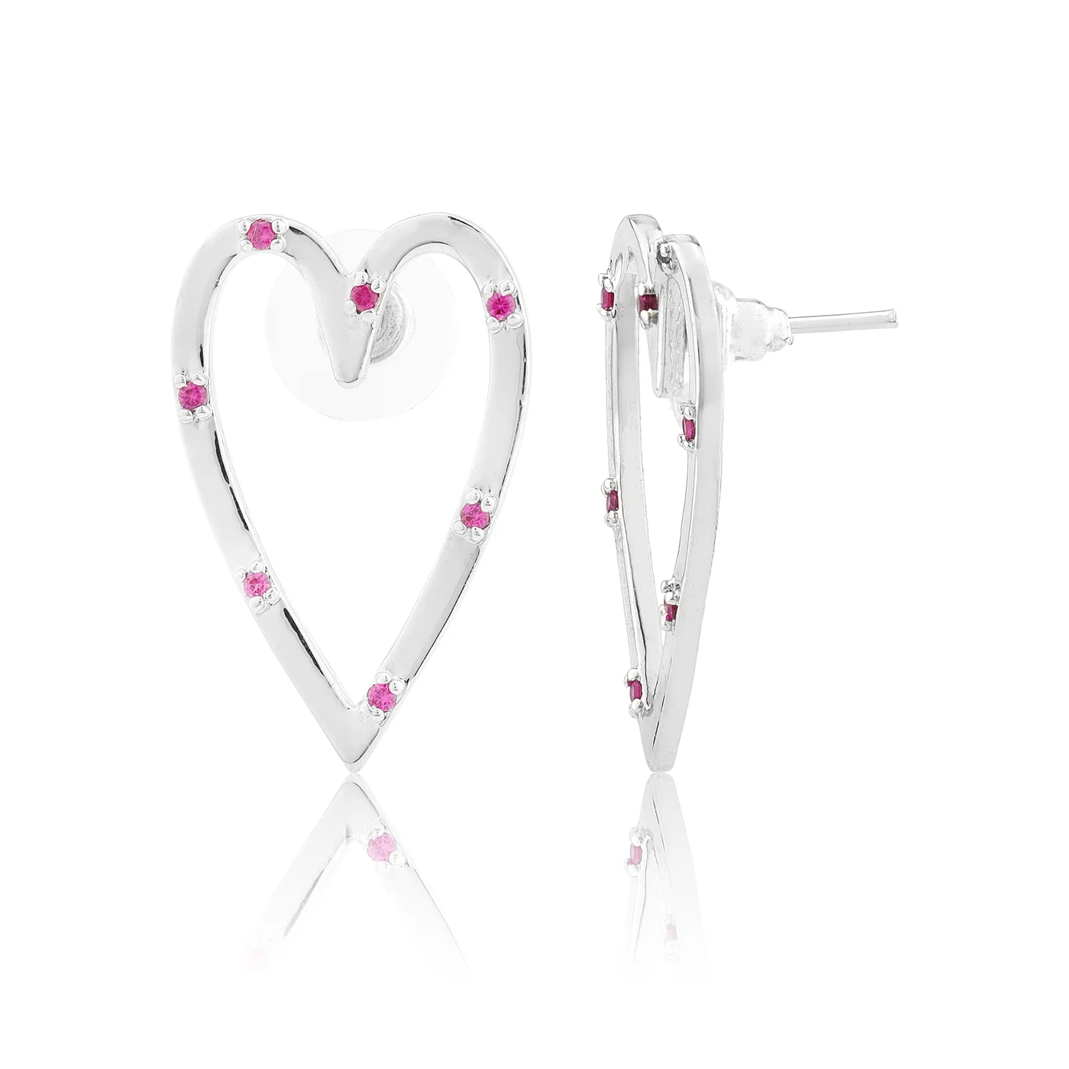 Valentine’s Day Crystal Pink Dot Heartline Earrings - Image 4