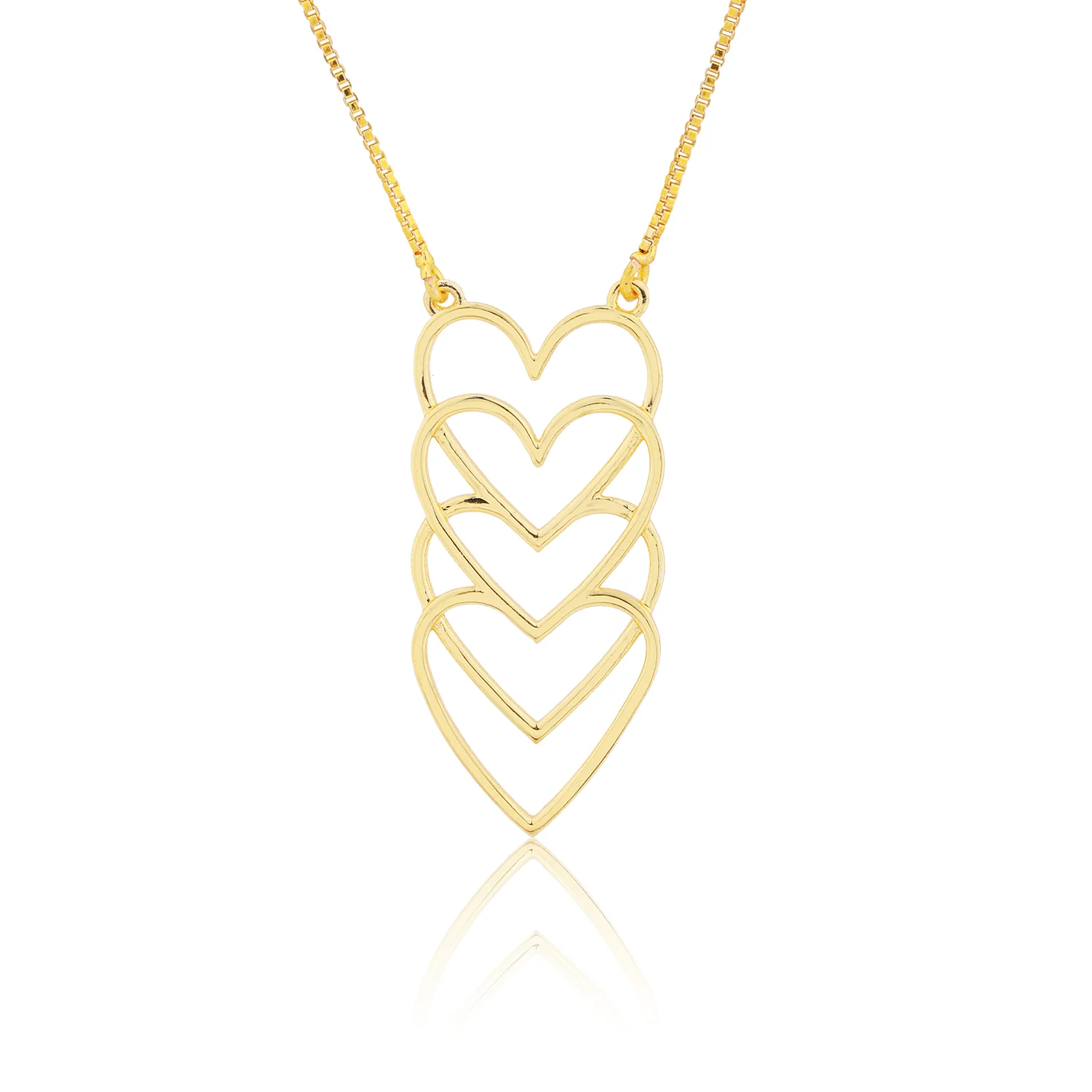 Valentine’s Day Golden Cascading Hearts Necklace - Image 3