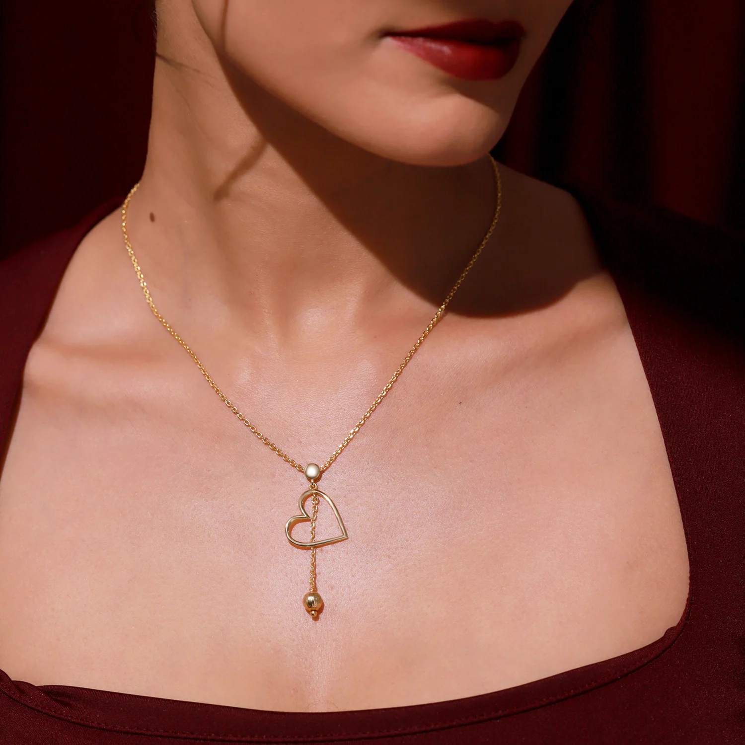 Valentine's Day Golden Drop of Love Sterling Silver Pendant - Image 2