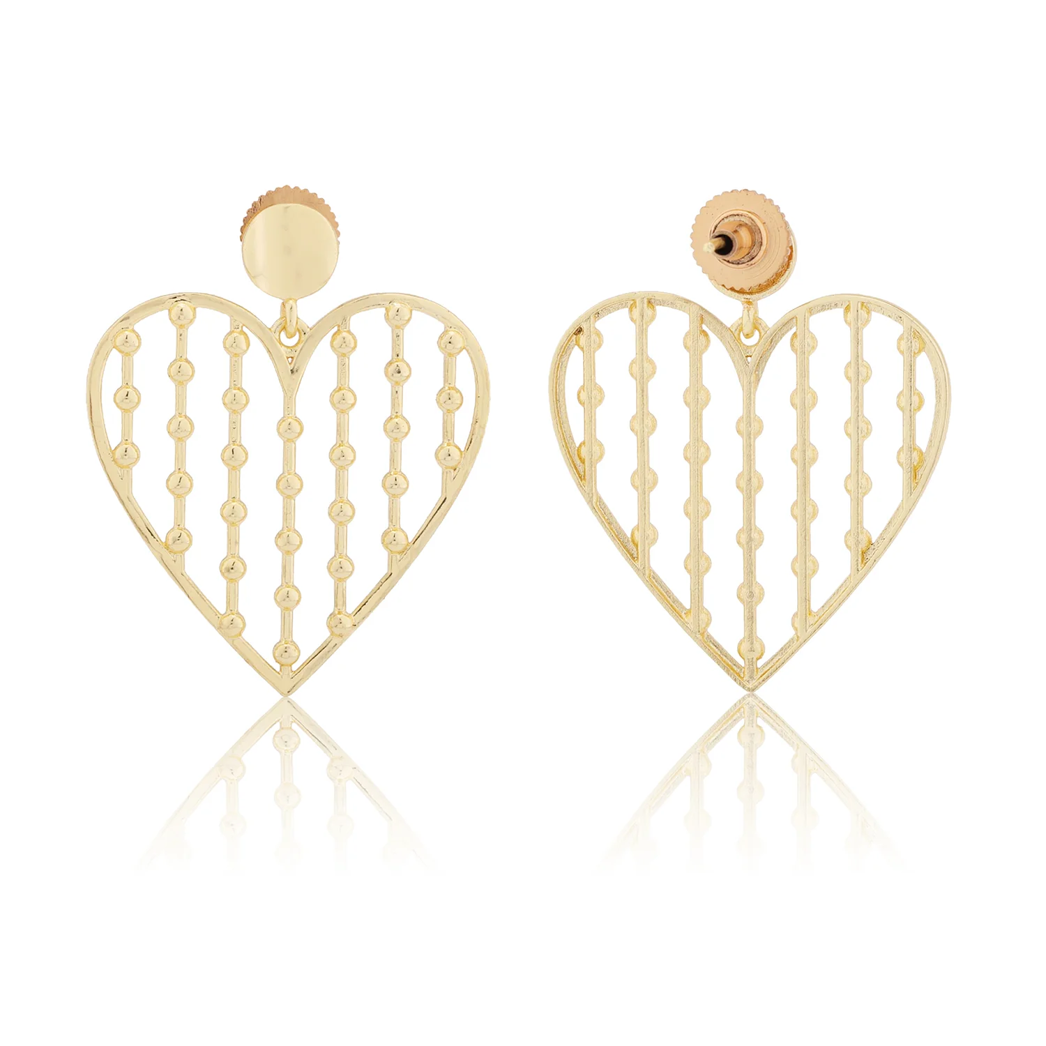 Valentine’s Day Golden Lattice Heart Earrings - Image 6