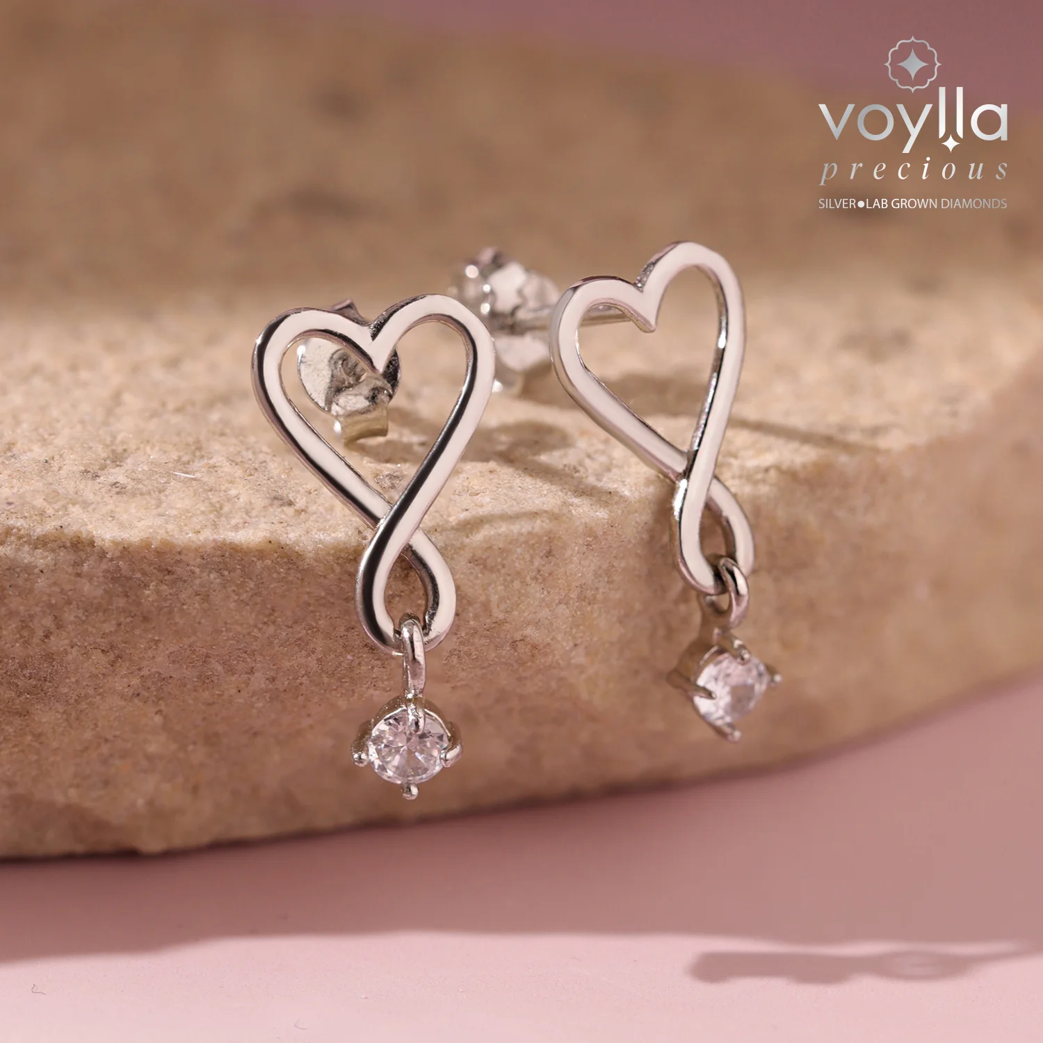 Valentine's Day Infinite Heartshine Sterling Silver Drop Earrings - Image 2