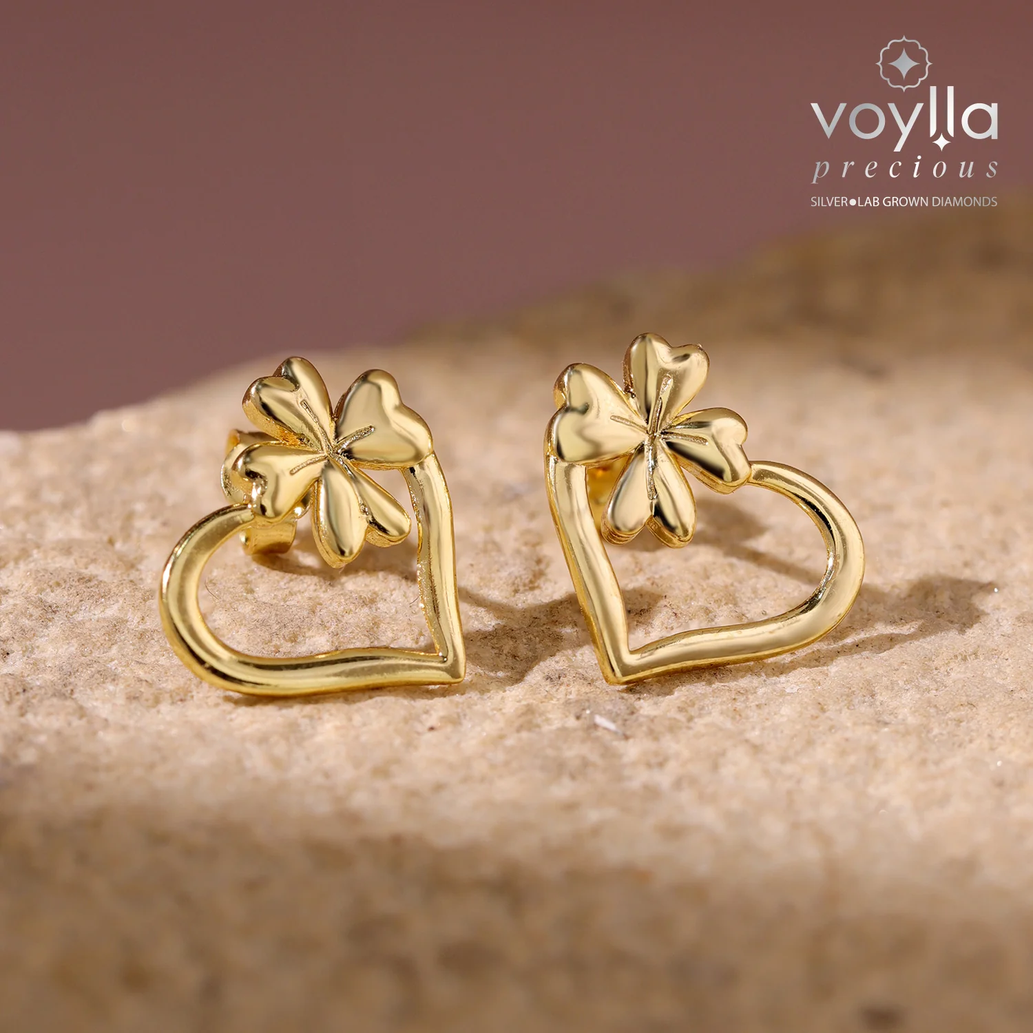Valentine's Day Lucky in Love Clover Heart Stud Earrings