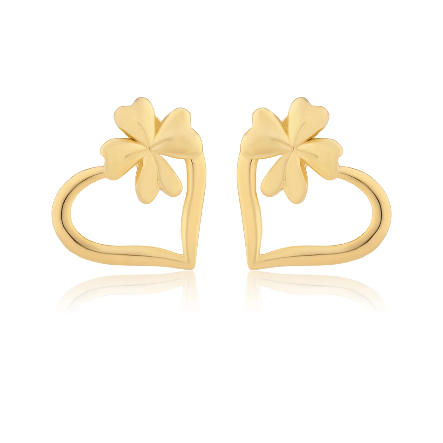 Valentine's Day Lucky in Love Clover Heart Stud Earrings - Image 4