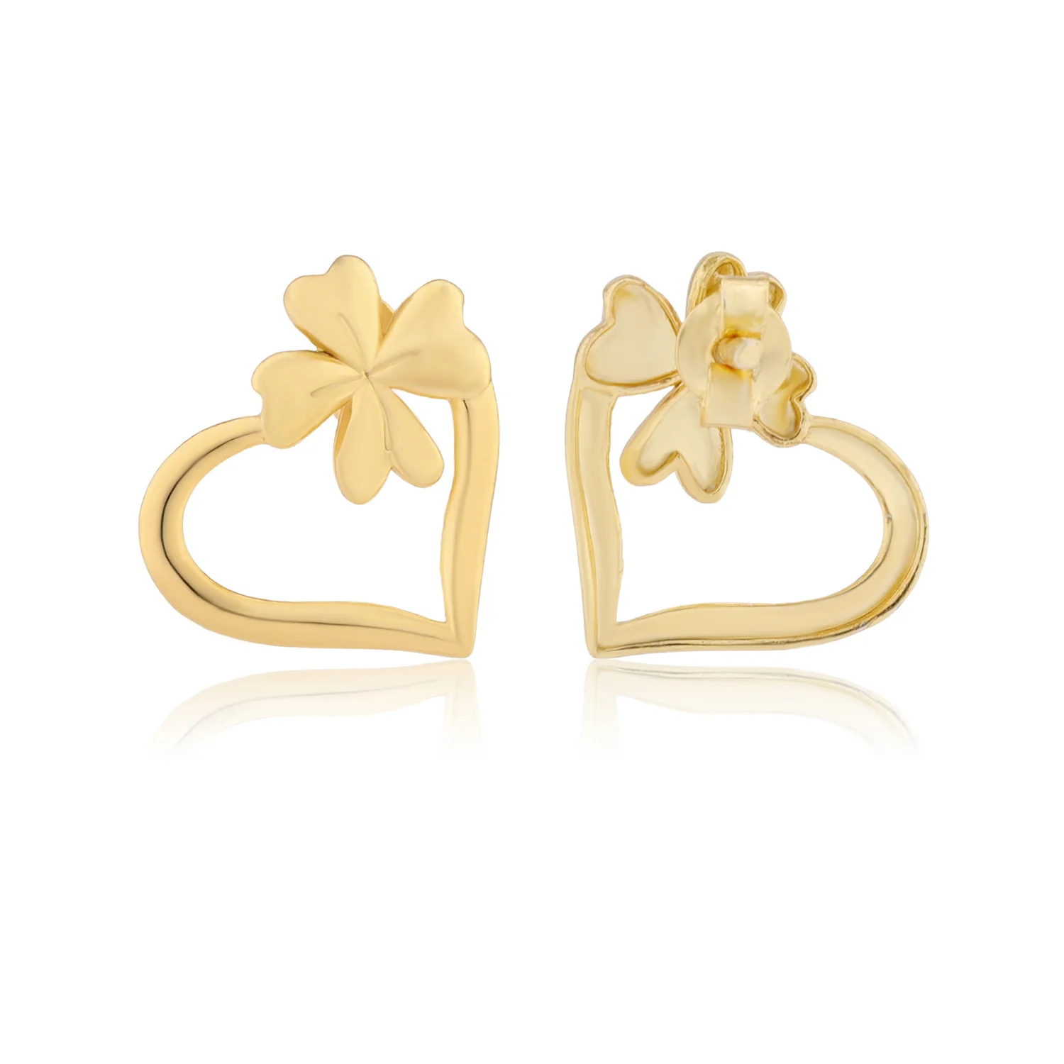 Valentine's Day Lucky in Love Clover Heart Stud Earrings - Image 5