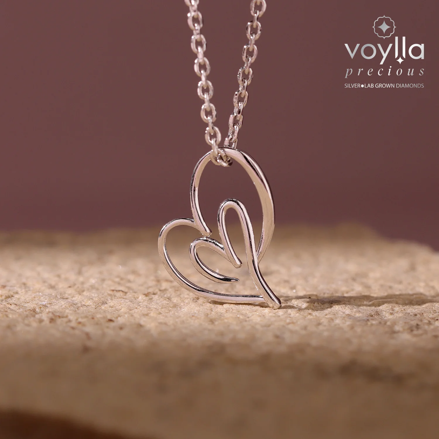 Valentine's Day Open Hearts in Harmony Sterling Silver Pendant