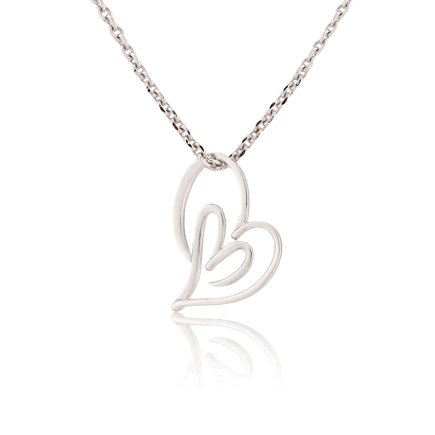 Valentine's Day Open Hearts in Harmony Sterling Silver Pendant - Image 5