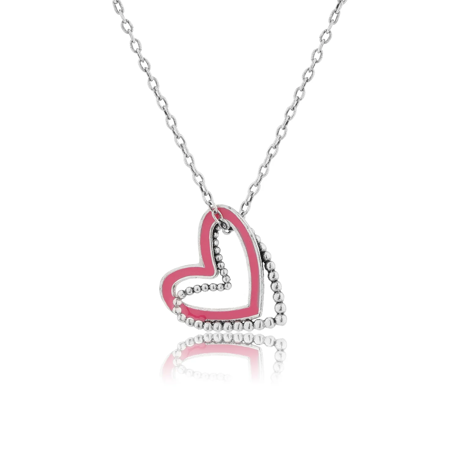Valentine’s Day Pink Playful Heart Dual Layer Pendant - Image 3