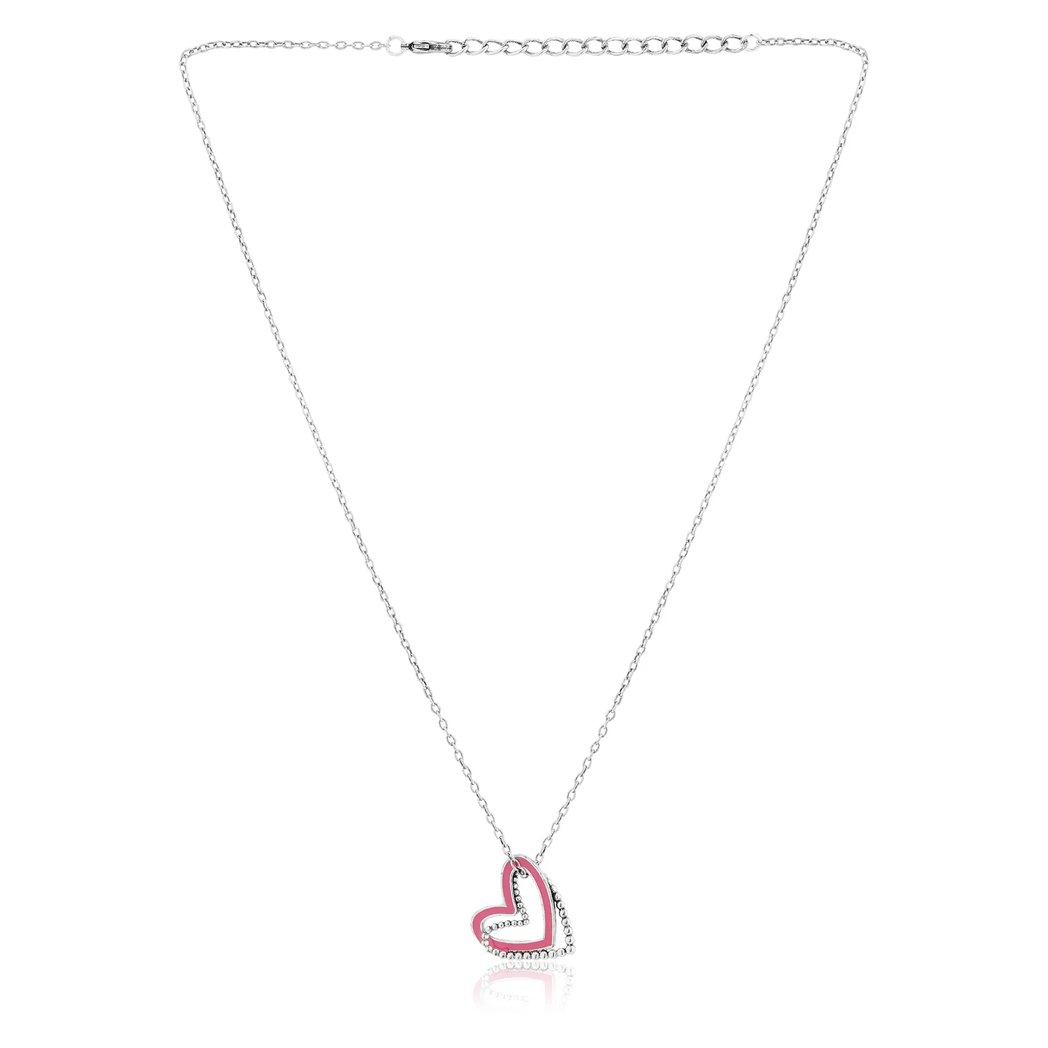 Valentine’s Day Pink Playful Heart Dual Layer Pendant - Image 4