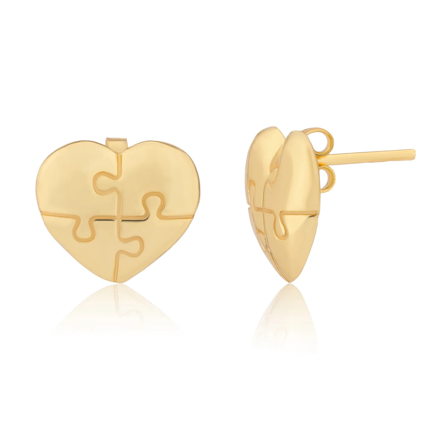 Valentine's Day Puzzle of the Heart Sterling Silver Stud Earrings - Image 3