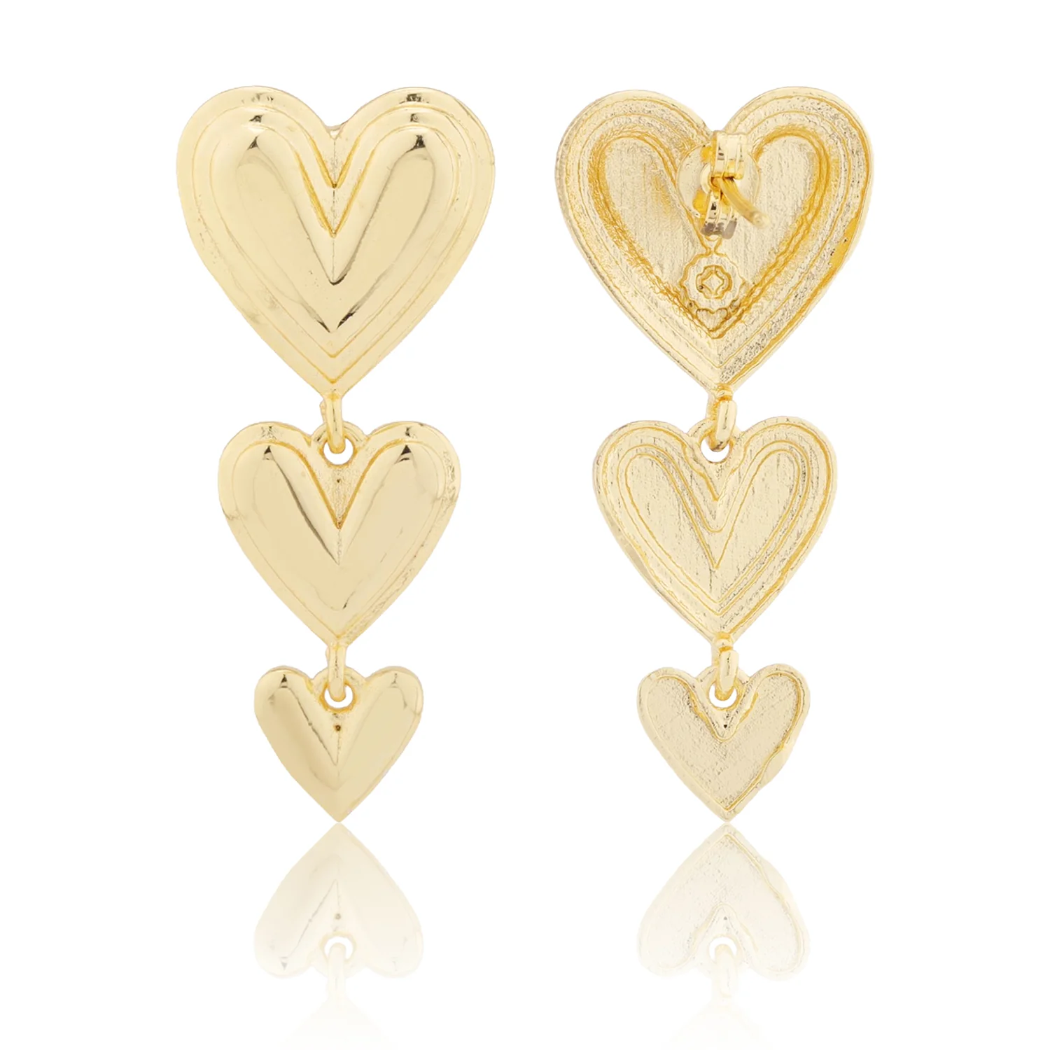 Valentine’s Day Triple Heartfall Gold Dangler Earrings - Image 6