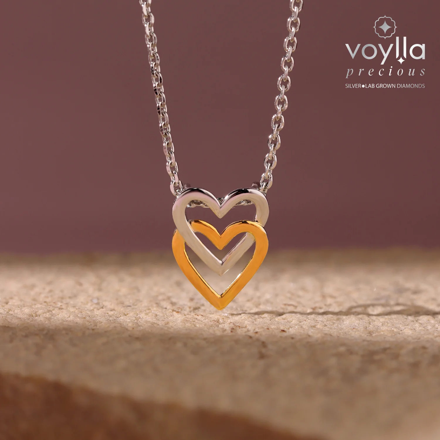 Valentine's Day Two Souls One Heart Sterling Silver Pendant