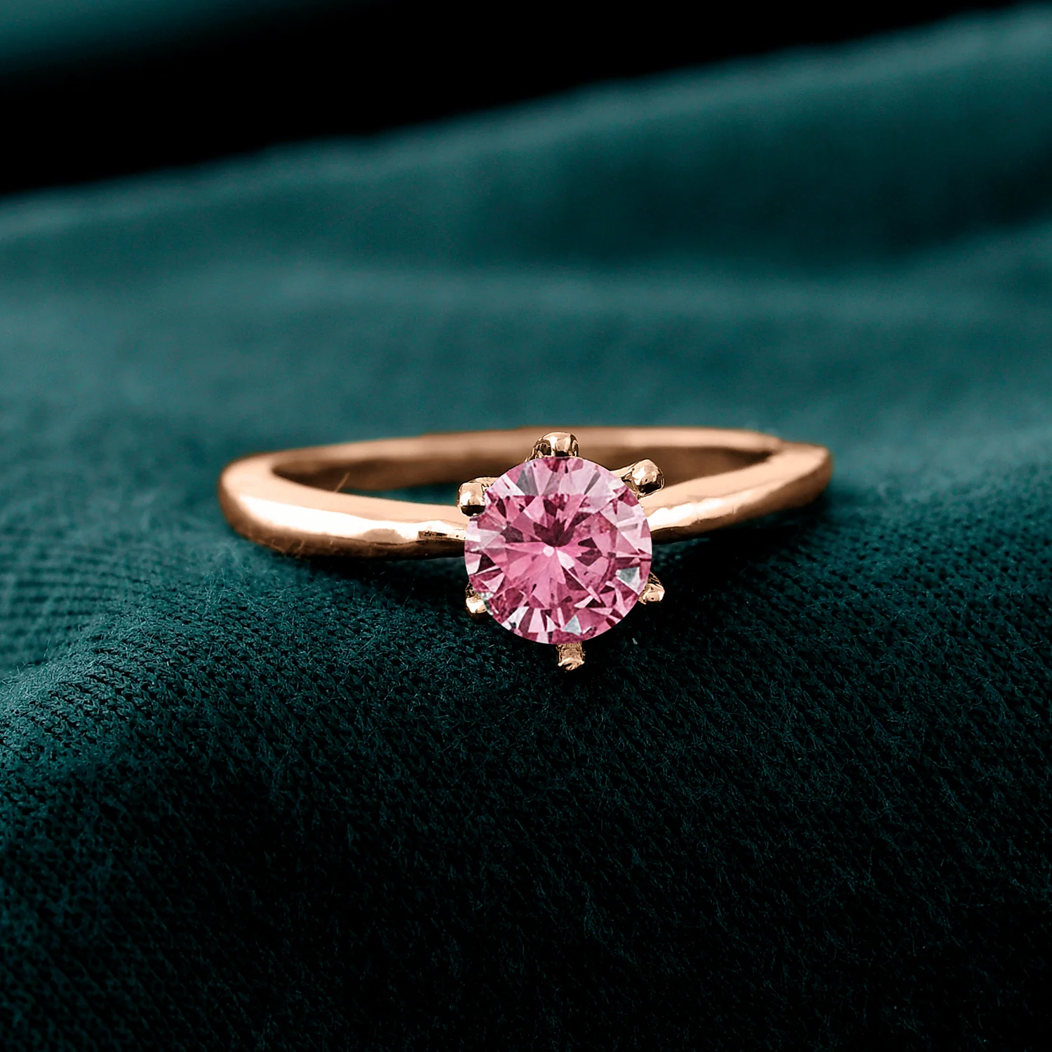 Valentines Day Blush Promise Rose Gold Solitaire Ring