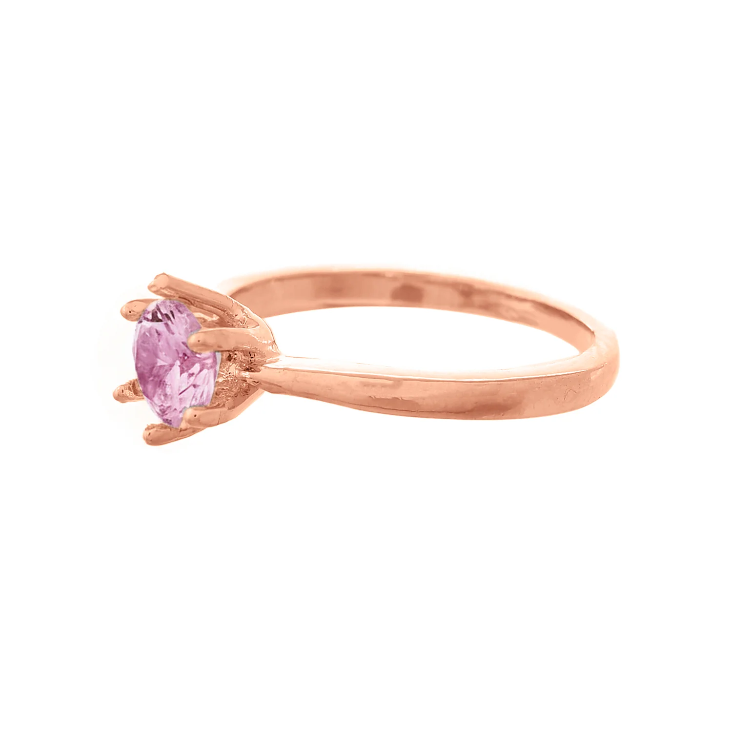 Valentines Day Blush Promise Rose Gold Solitaire Ring - Image 4