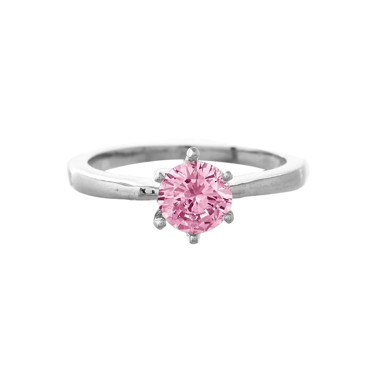 Valentines Day Blush Promise Solitaire Silver Ring - Image 3