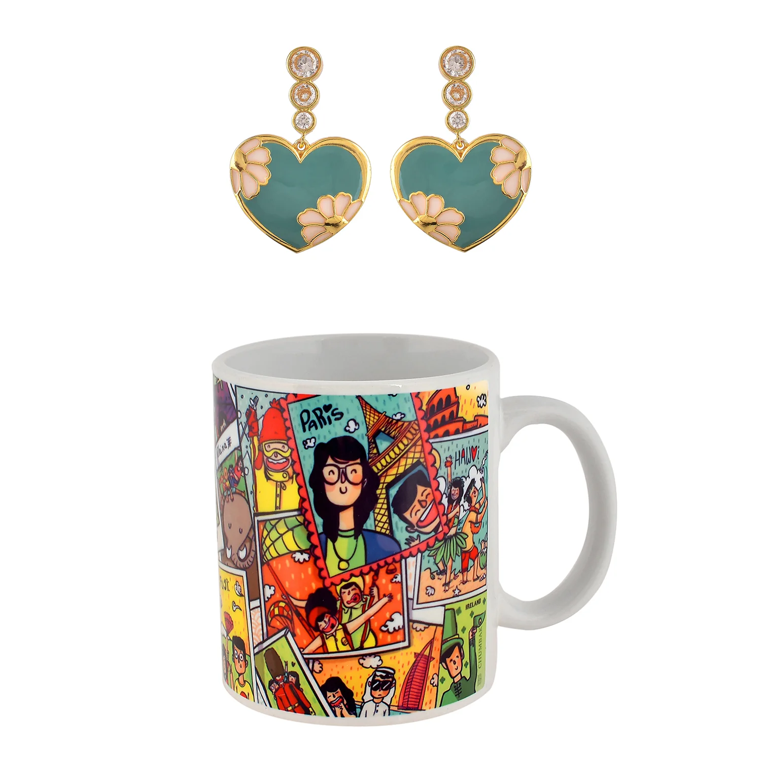 Camellia Drop Earrings With Travel Mug Combo - Image 5