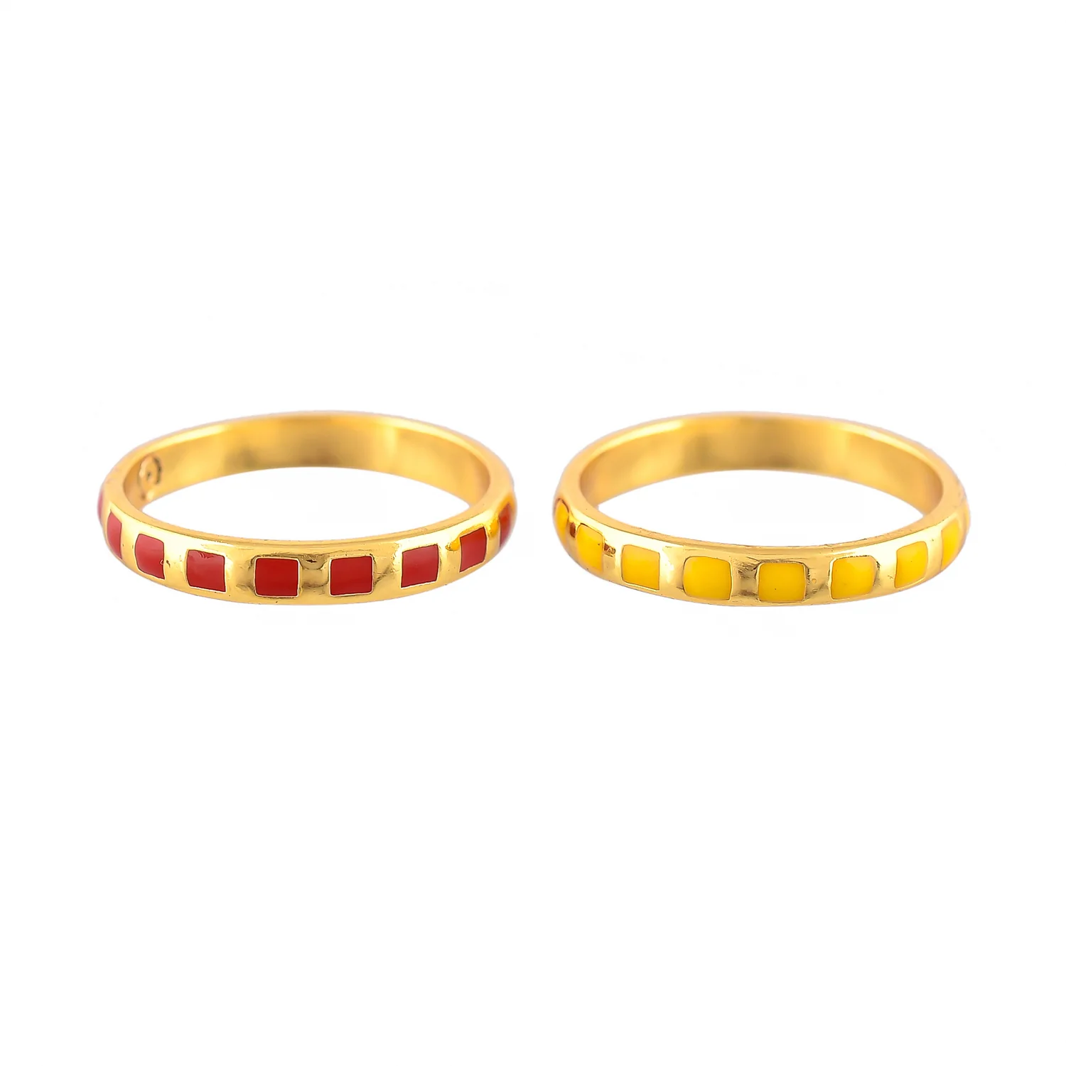 Valentine's Day Check Enamel Stackable Rings - Image 6
