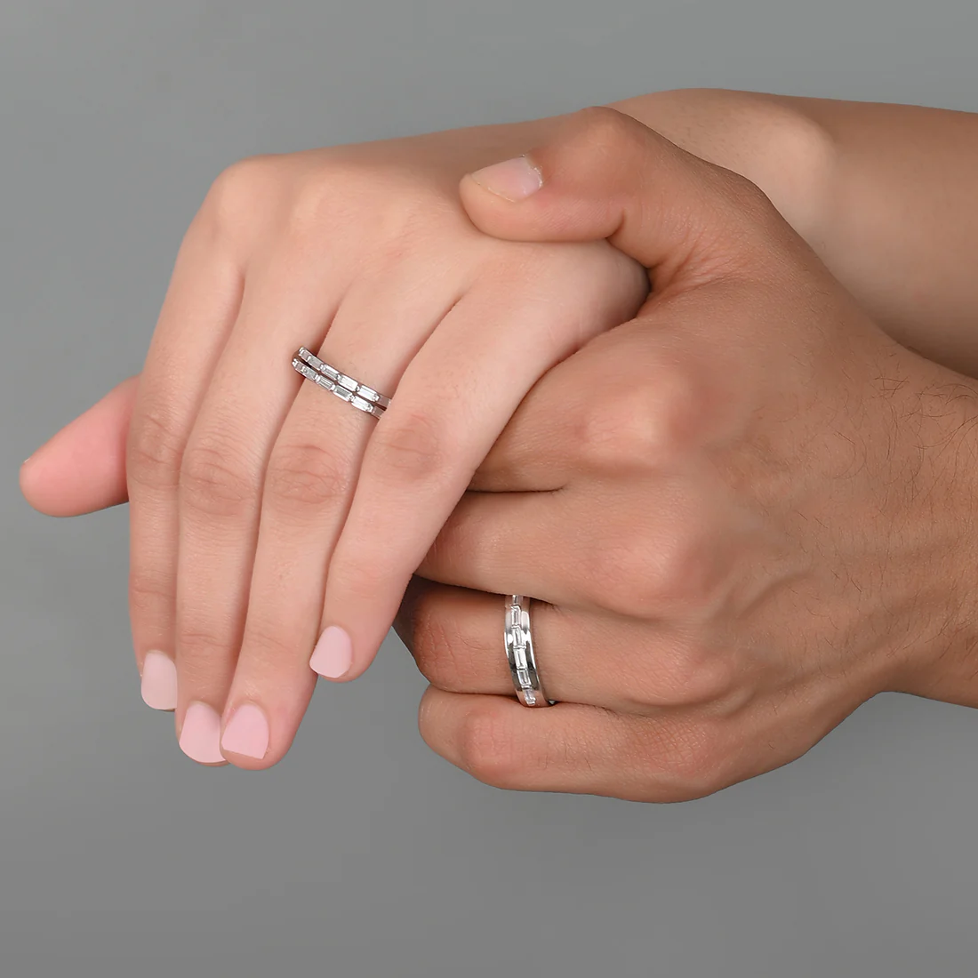Sterling Silver CZ Adorned Couple Rings - Image 2