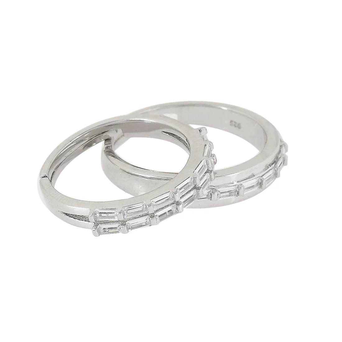 Sterling Silver CZ Adorned Couple Rings - Image 4