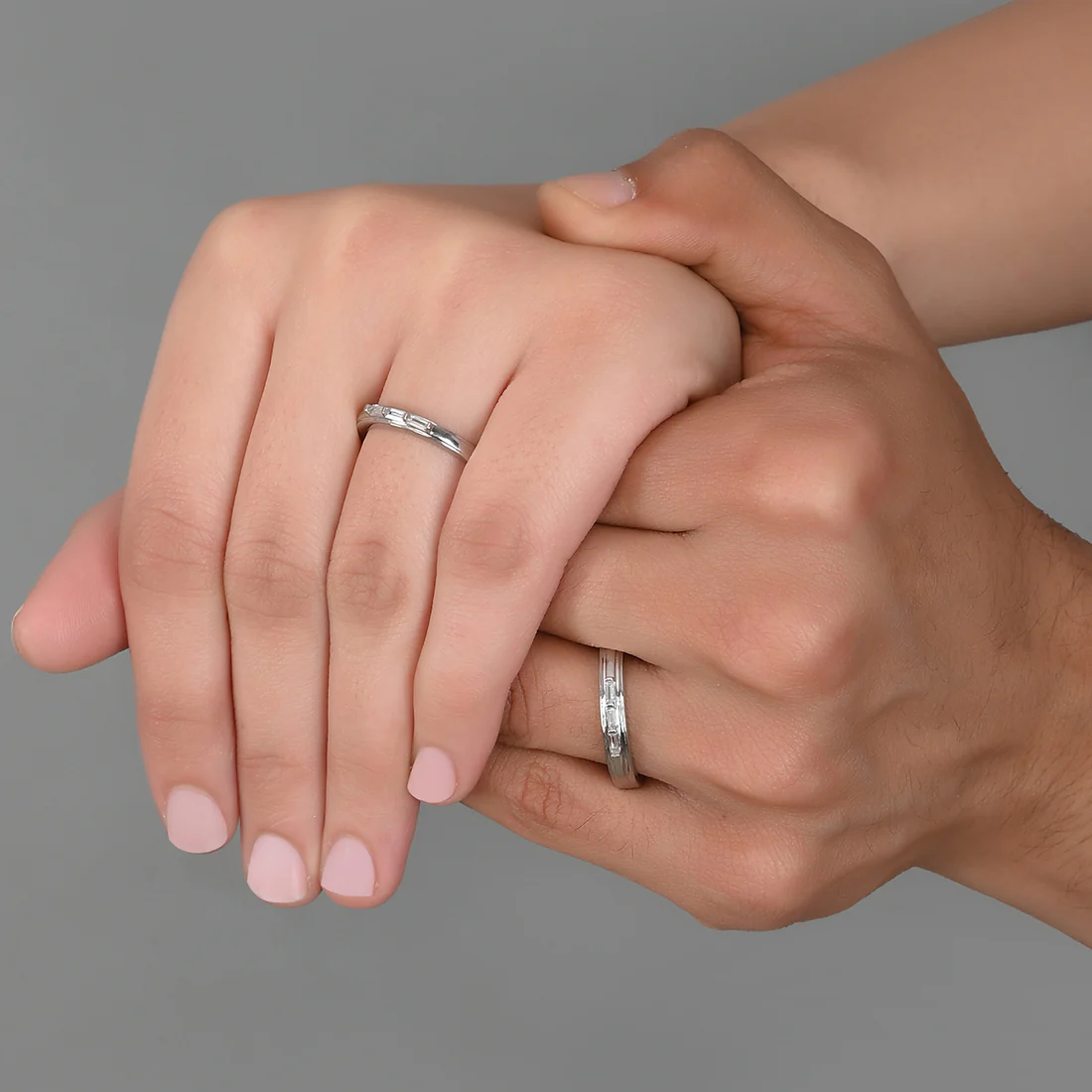Sterling Silver Couple Rings with Zirconia Adornment | Voylla - Image 2