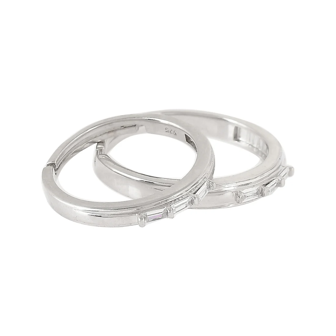 Sterling Silver Couple Rings with Zirconia Adornment | Voylla - Image 4