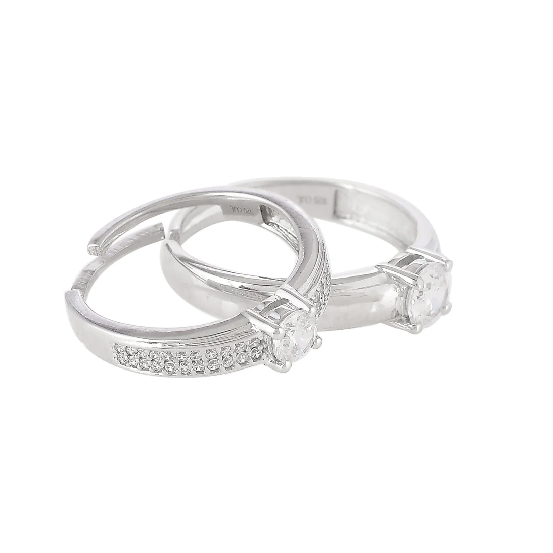 Elegant Sterling Silver Zirconia Adorned Couple Rings - Voylla - Image 4