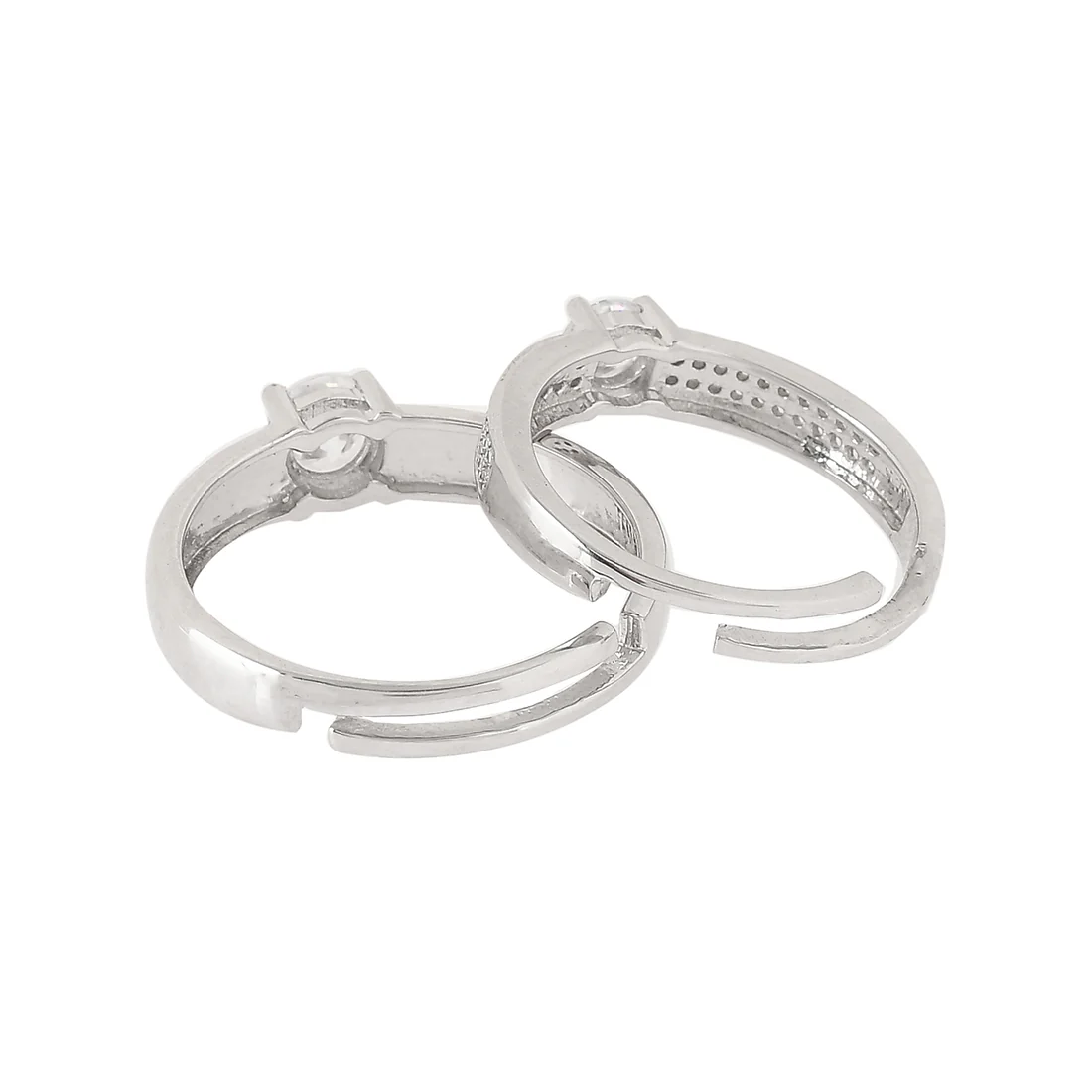 Elegant Sterling Silver Zirconia Adorned Couple Rings - Voylla - Image 5
