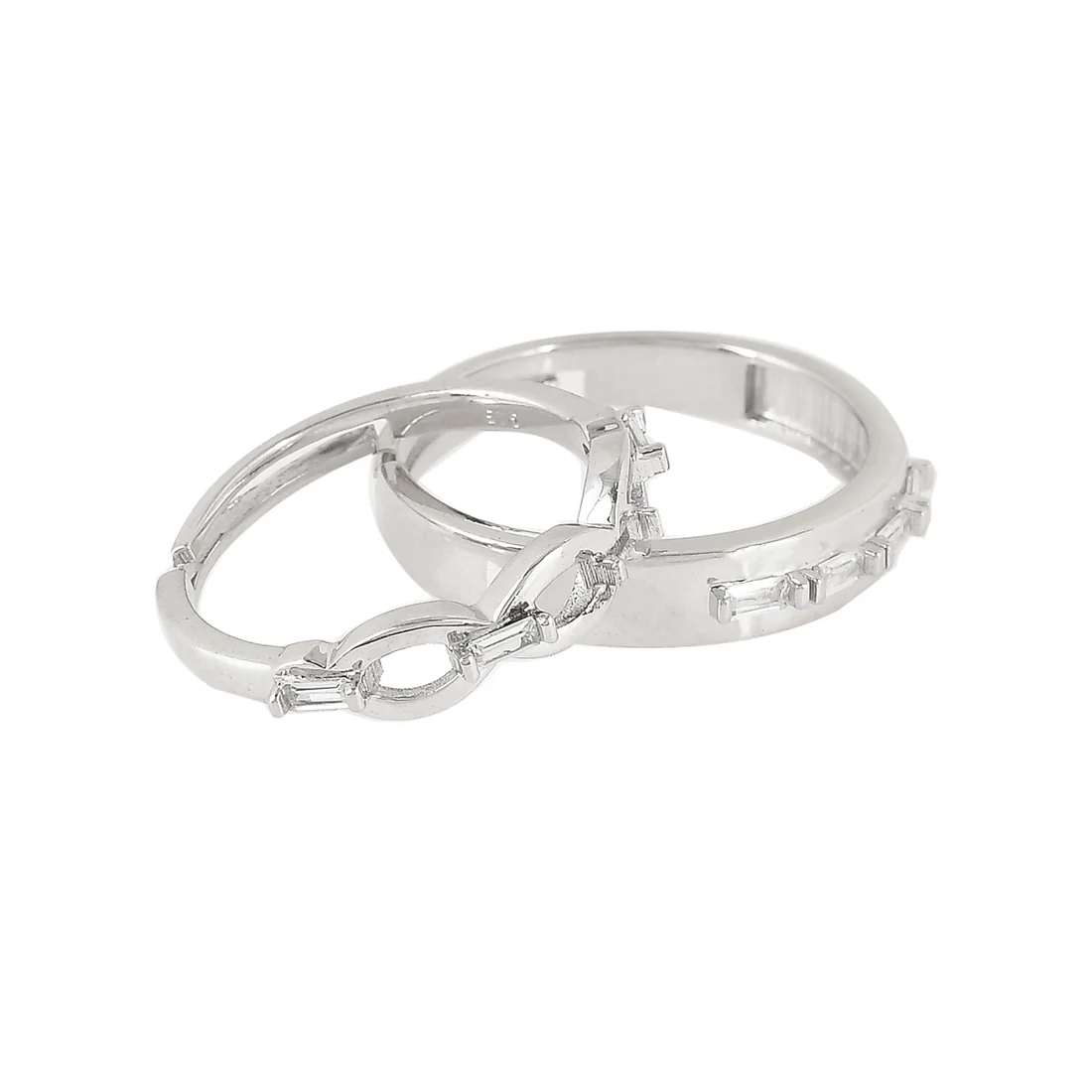 925 Silver Zirconia Ink Design Couple Rings - Image 4