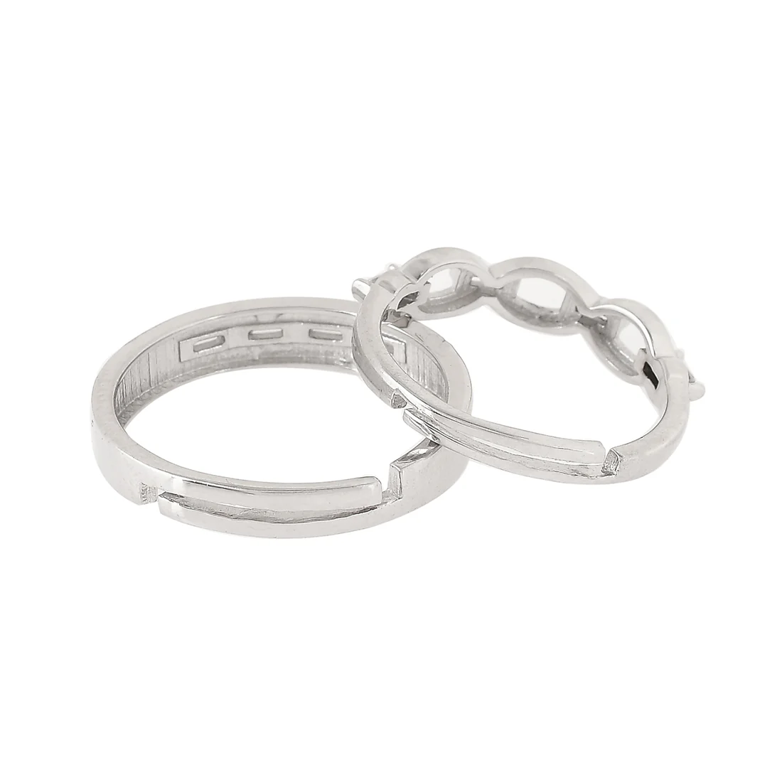 925 Silver Zirconia Ink Design Couple Rings - Image 5