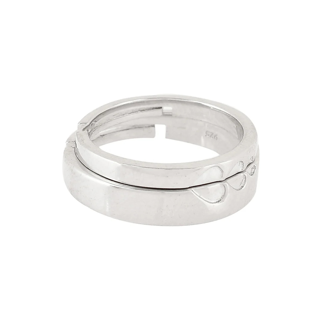 Sterling Silver Aligned Hearts Couple Band Rings - Image 4