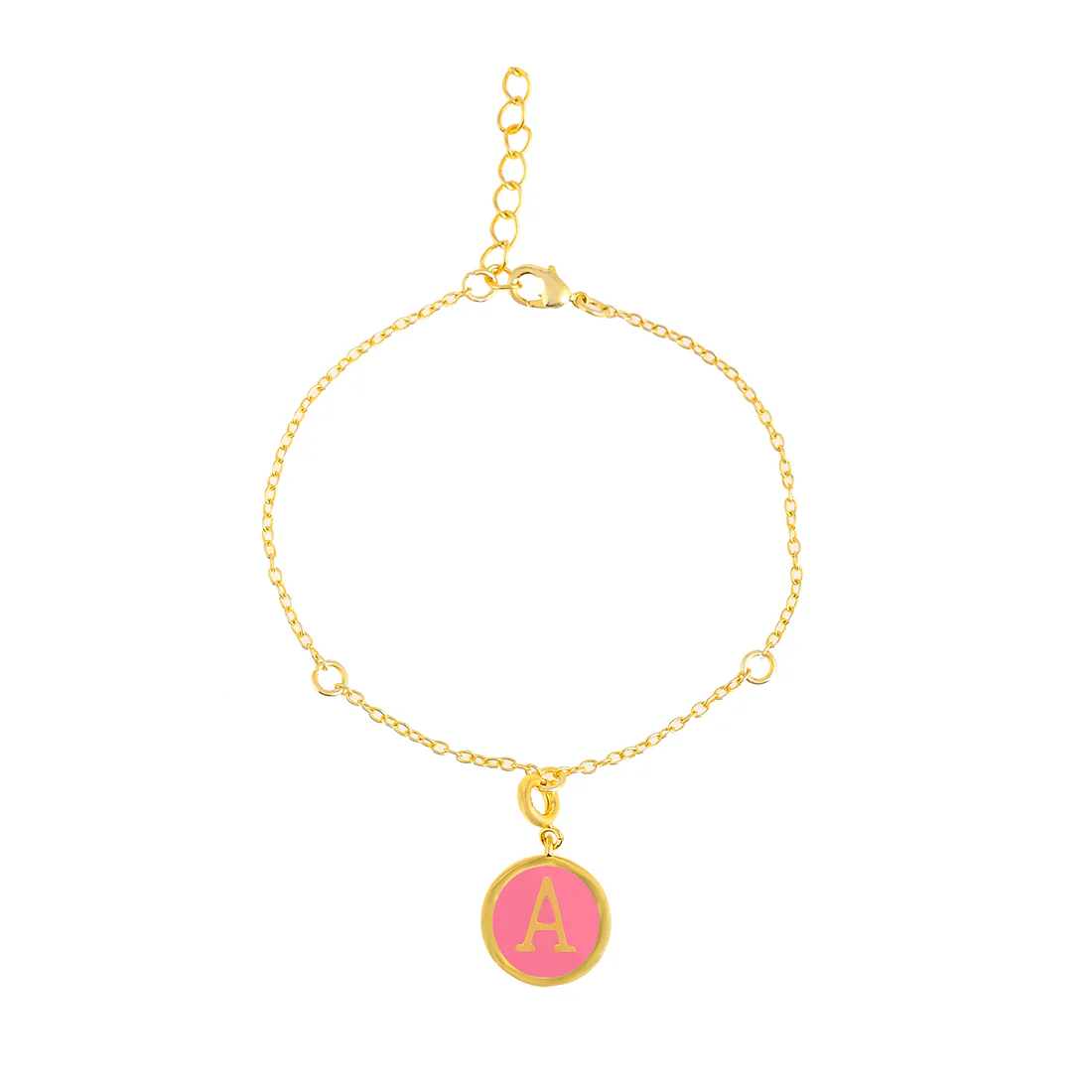 Alphabet A Pink Enamel Charm - Image 4