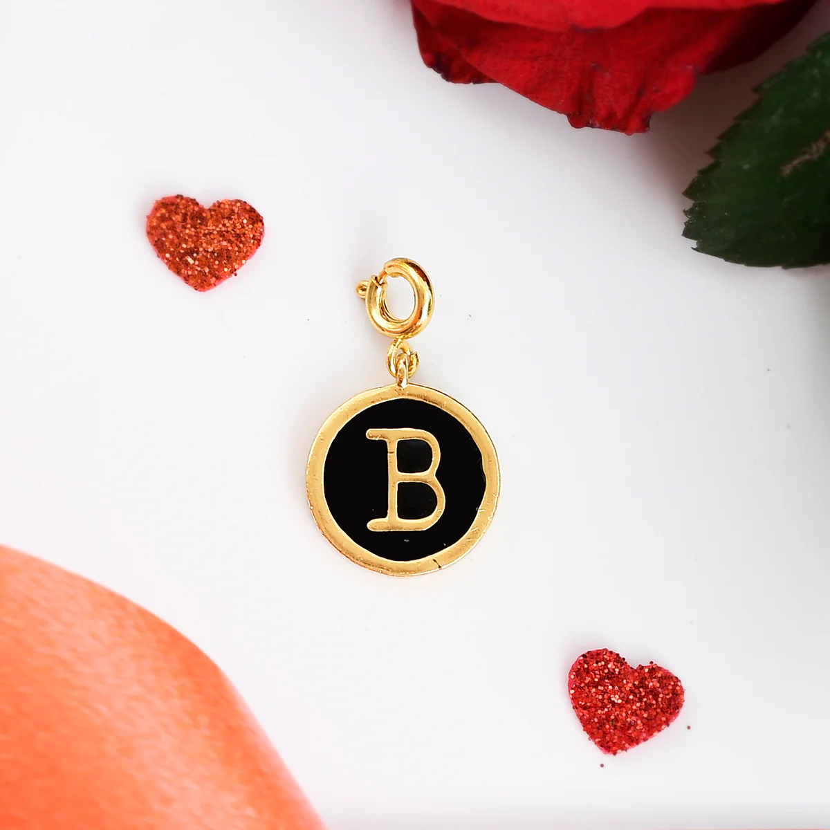 Alphabet B Black Enamel Charm