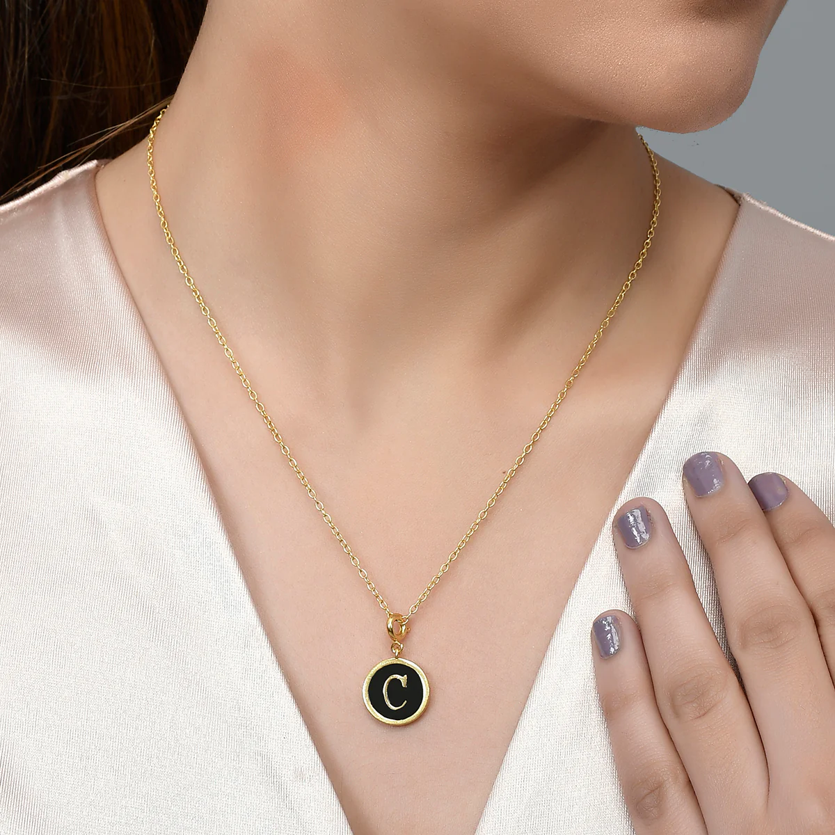 Alphabet C Black Enamel Charm - Image 2