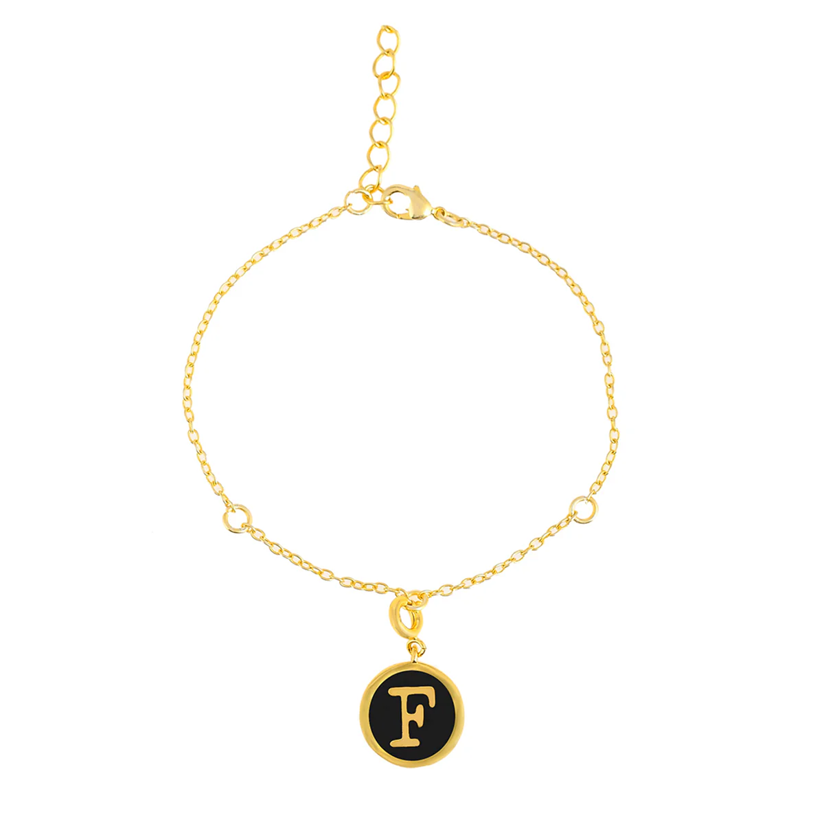 Alphabet F Black Enamel Charm - Image 4