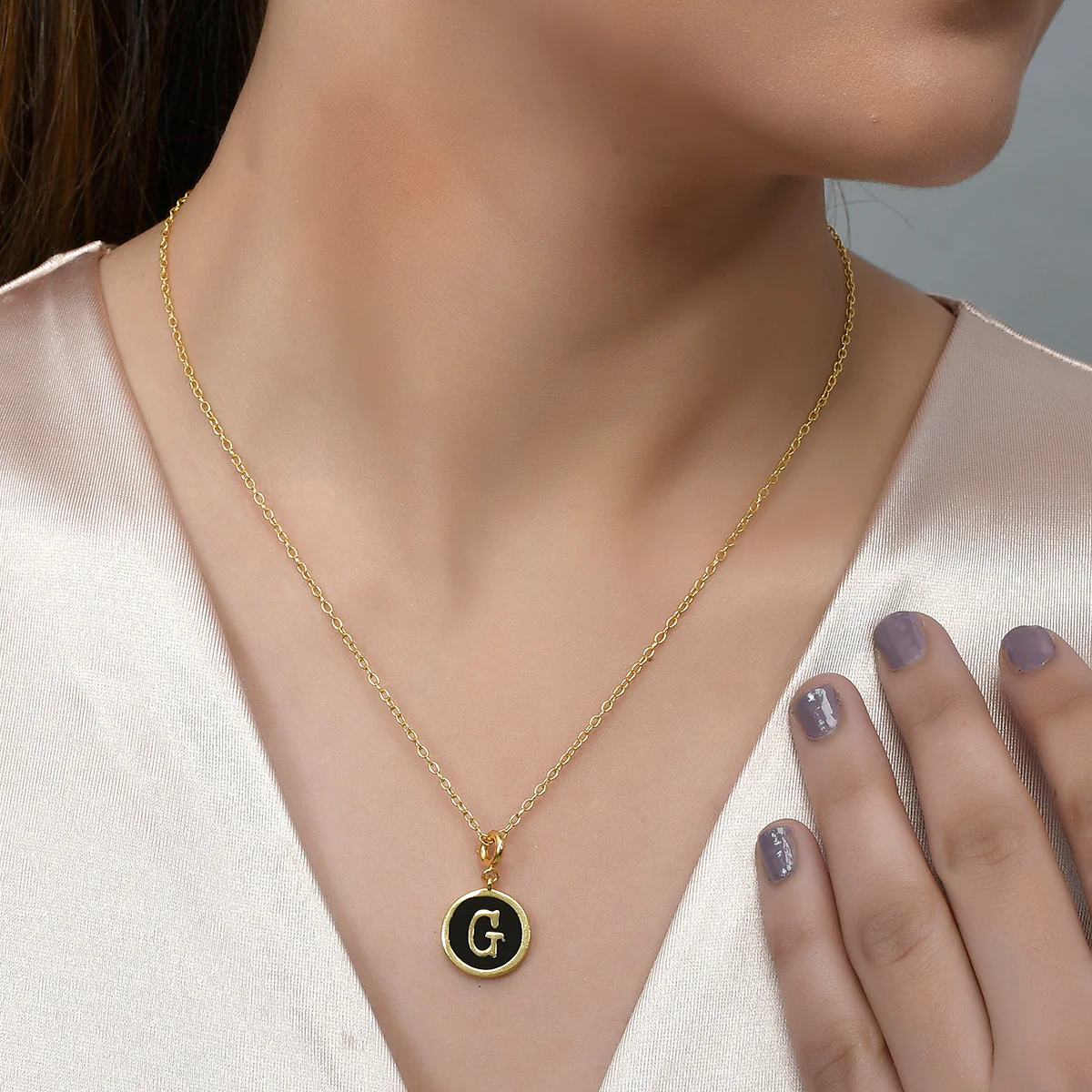 Alphabet G Black Enamel Charm - Image 2